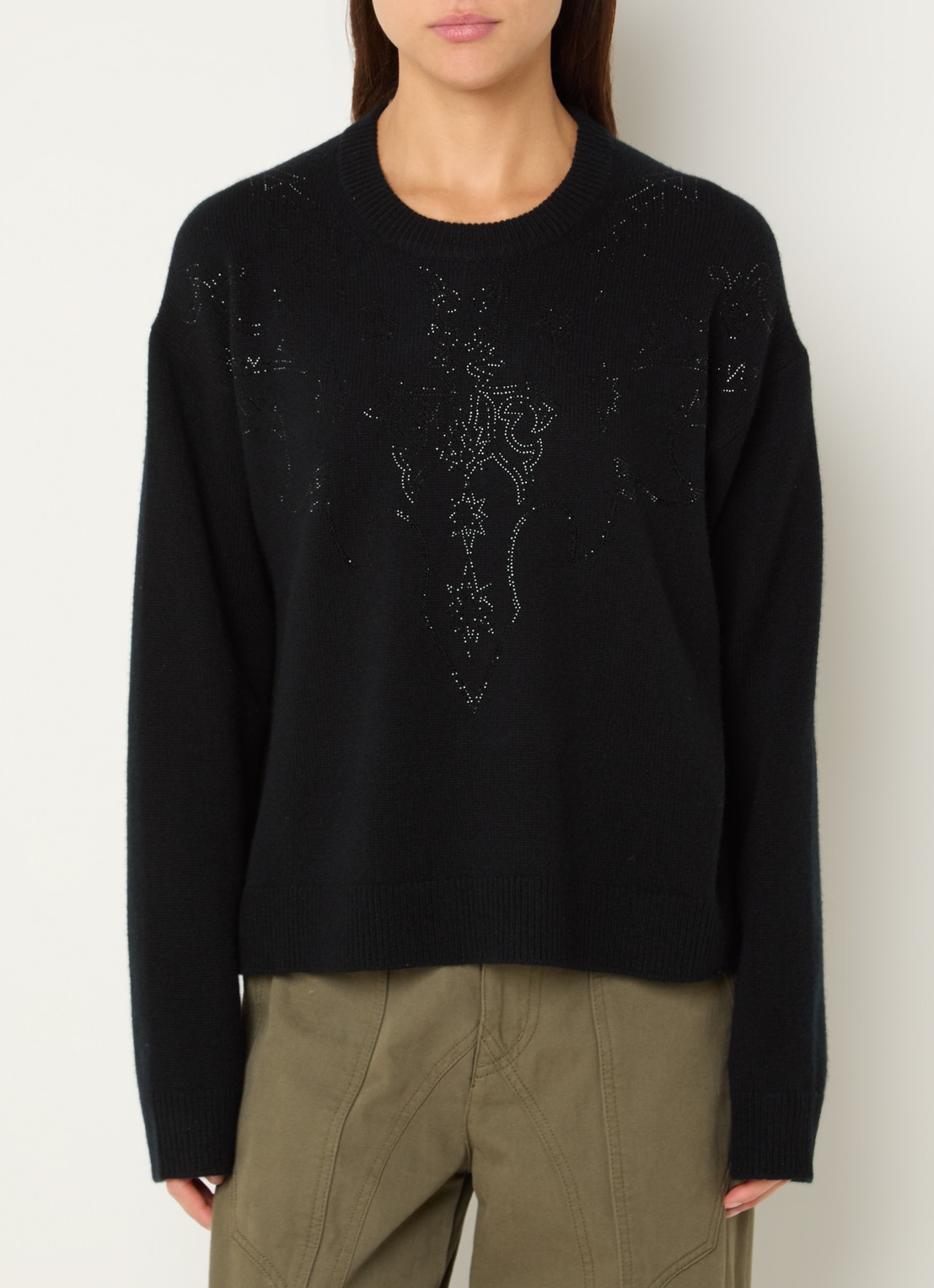 Zadig&Voltaire Markuz fijngebreide trui van kasjmier met strass - detail 3 zwart