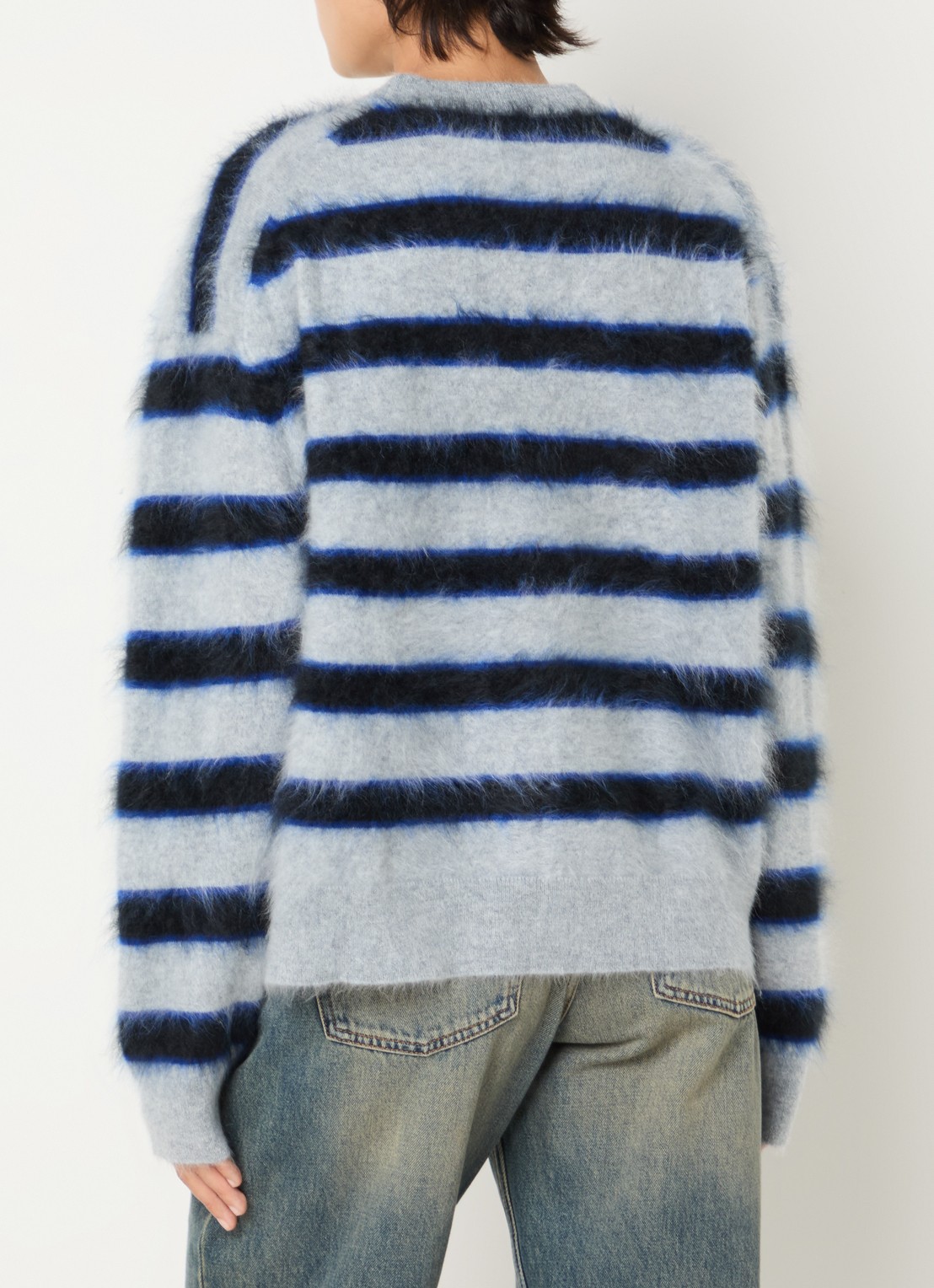 Zadig&Voltaire Markuz grofgebreide trui van kasjmier met streepprint - achterkant grijs