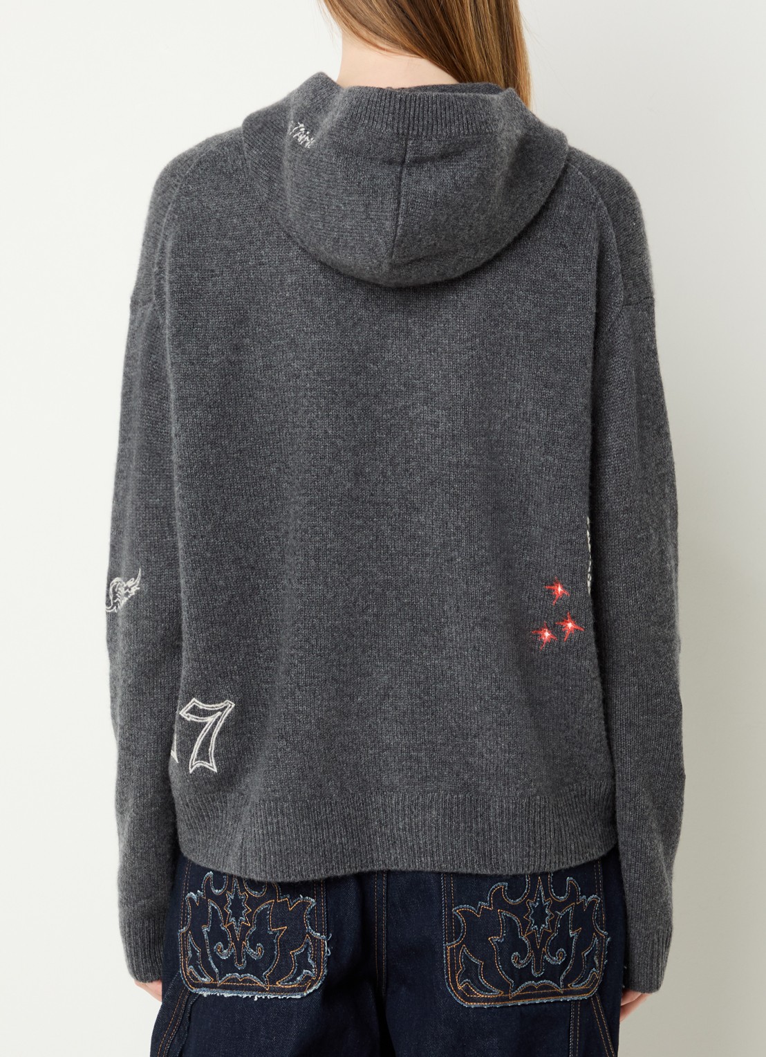 Zadig&Voltaire Markyz fijngebreide hoodie met borduring - achterkant donkergrijs