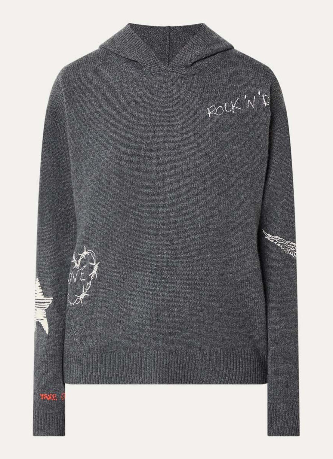 Zadig&Voltaire Markyz fijngebreide hoodie met borduring - voorkant 3 donkergrijs