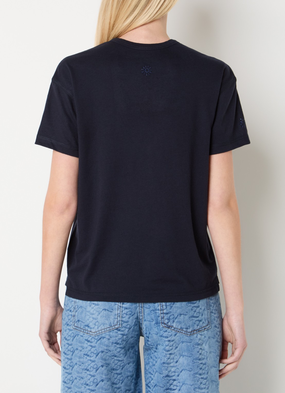 Zadig&Voltaire Marta T-shirt in linnenblend met details van strass - achterkant 4 royalblauw