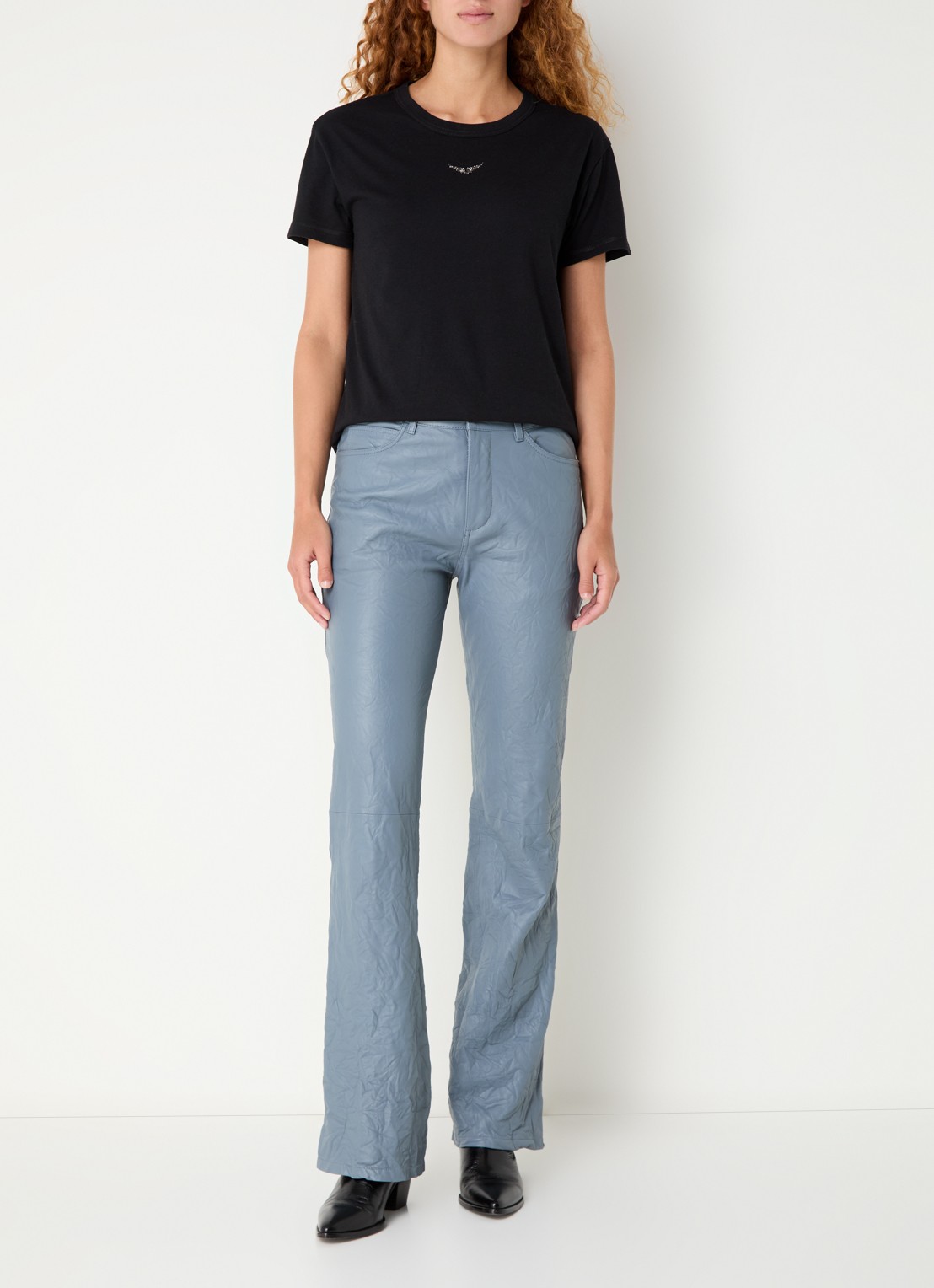 Zadig&Voltaire Marta T-shirt in linnenblend met logo - voorkant 3 zwart