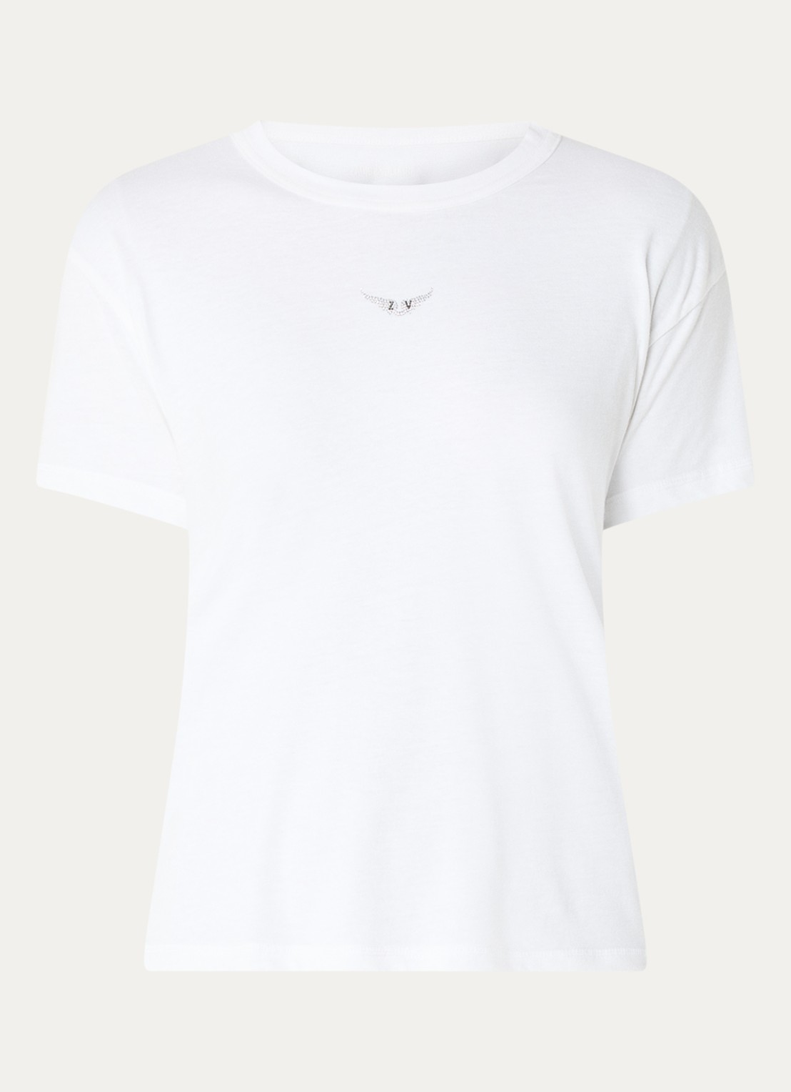 Zadig&Voltaire Marta T-shirt in linnenblend met logo - voorkant wit