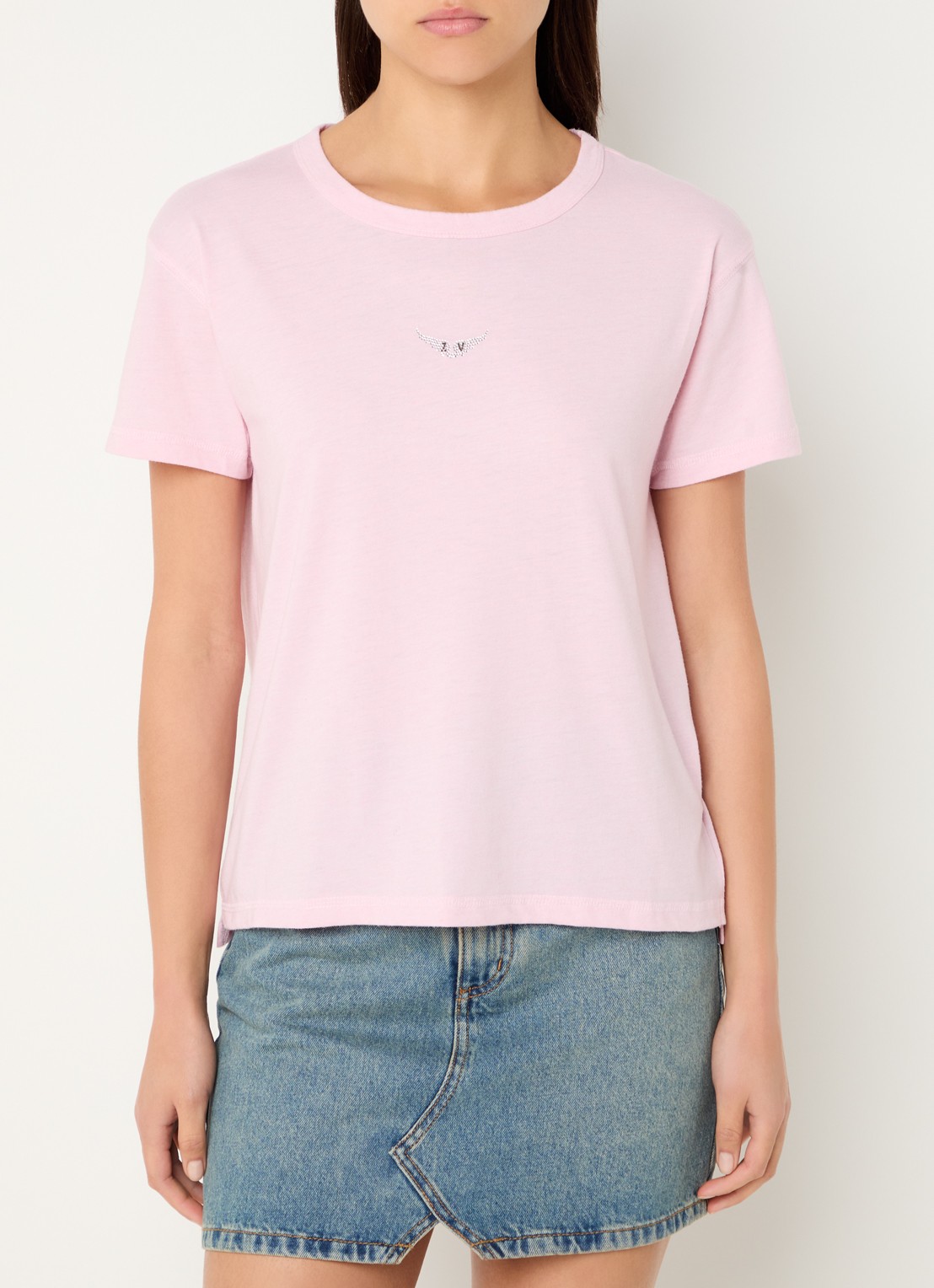 Zadig&Voltaire Marta T-shirt in linnenblend met logo - detail 4 roze