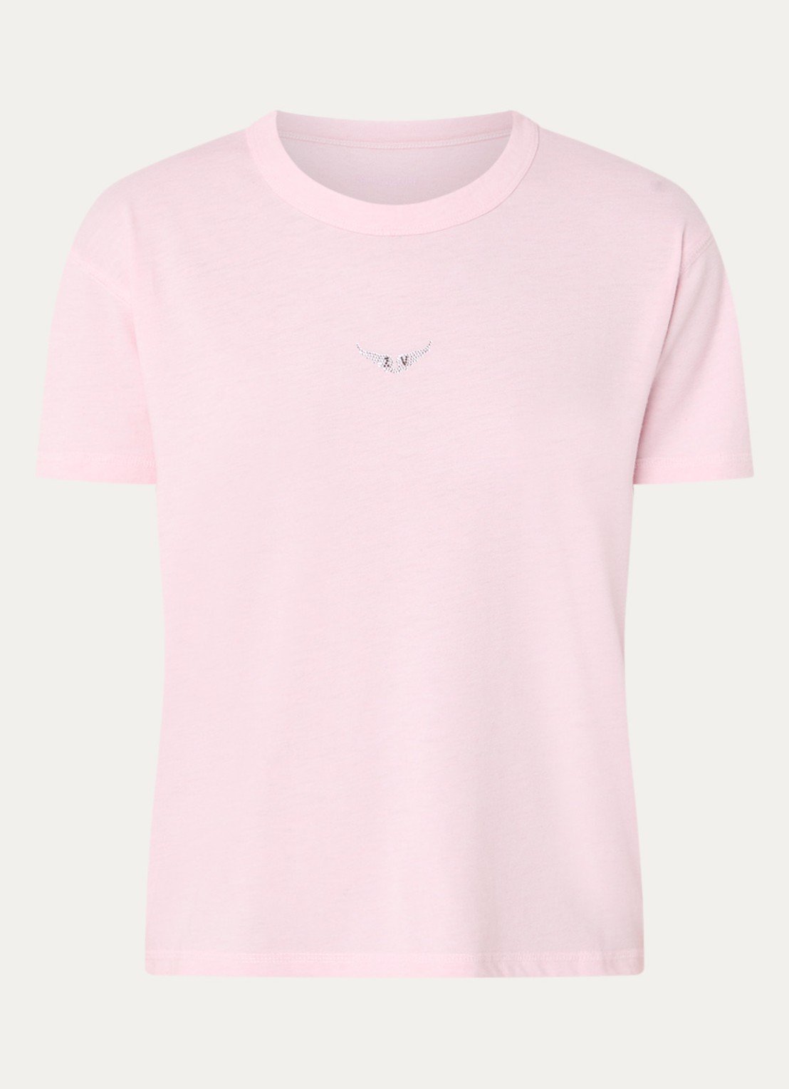 Zadig&Voltaire Marta T-shirt in linnenblend met logo - voorkant roze