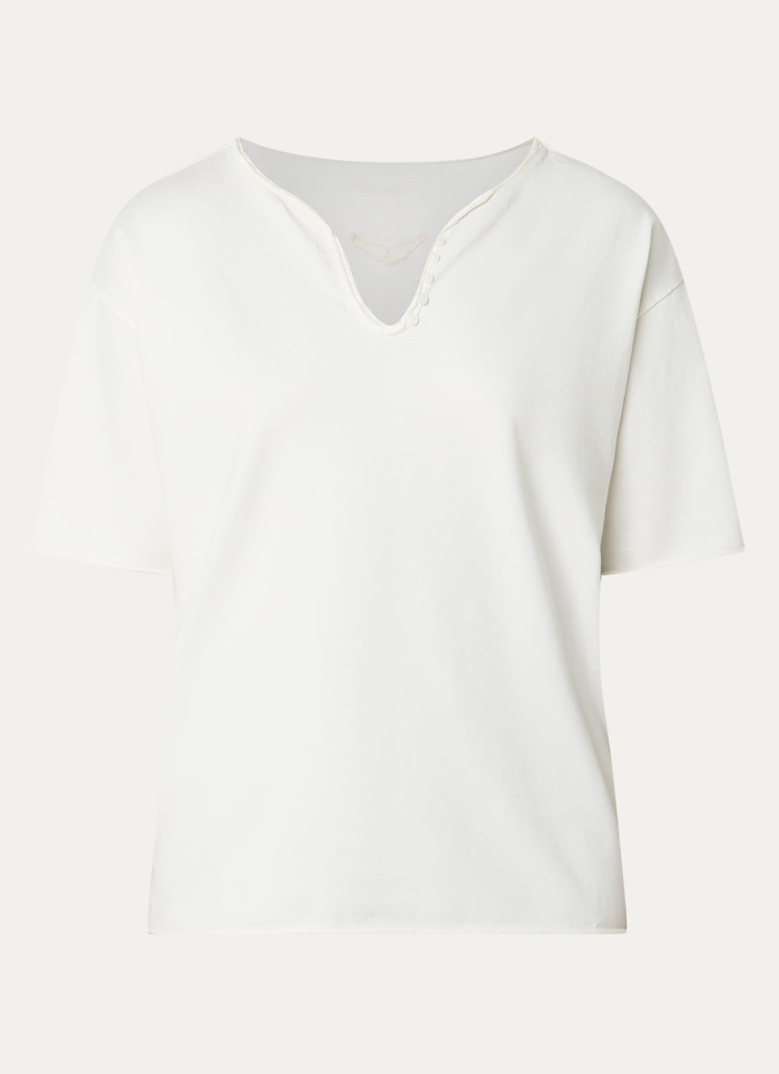 Zadig&Voltaire Meg T-shirt met V-hals - voorkant 2 gebroken wit