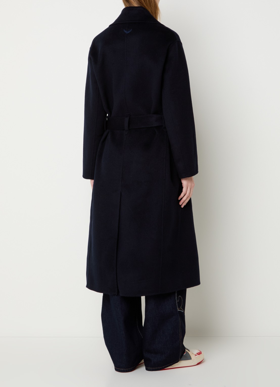 Zadig&Voltaire Meli mantel in wolblend met strikceintuur - achterkant 4 donkerblauw