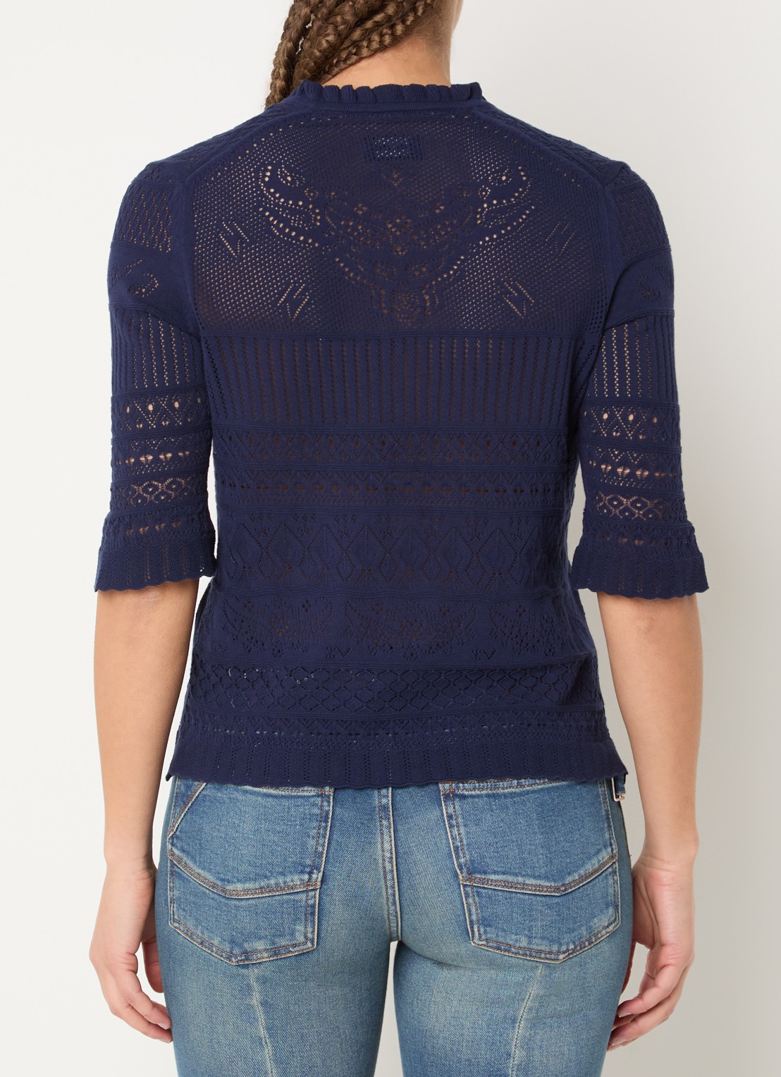 Zadig&Voltaire Mem fijngebreide top met opengewerkt dessin - achterkant donkerblauw