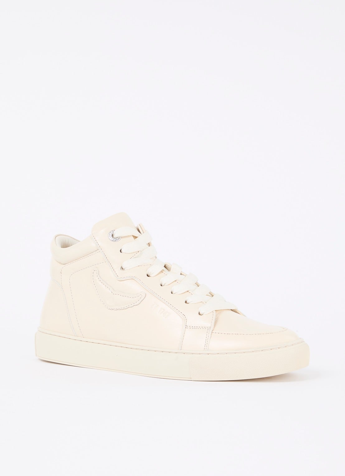 Zadig&Voltaire Mid Fly sneaker van leer - voorkant ivoor