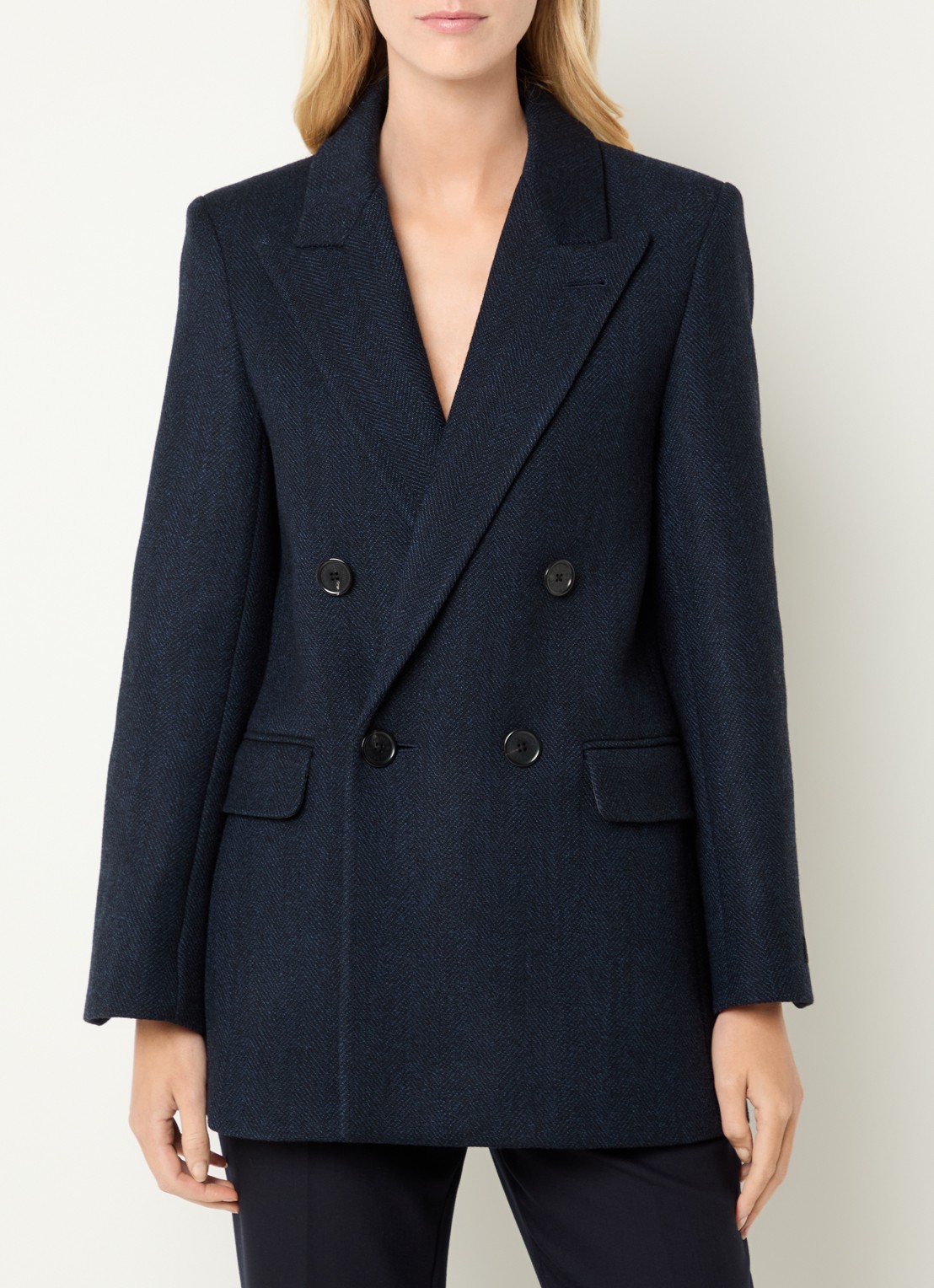Zadig&Voltaire Miew oversized double-breasted blazer in scheerwolblend - detail 2 donkerblauw