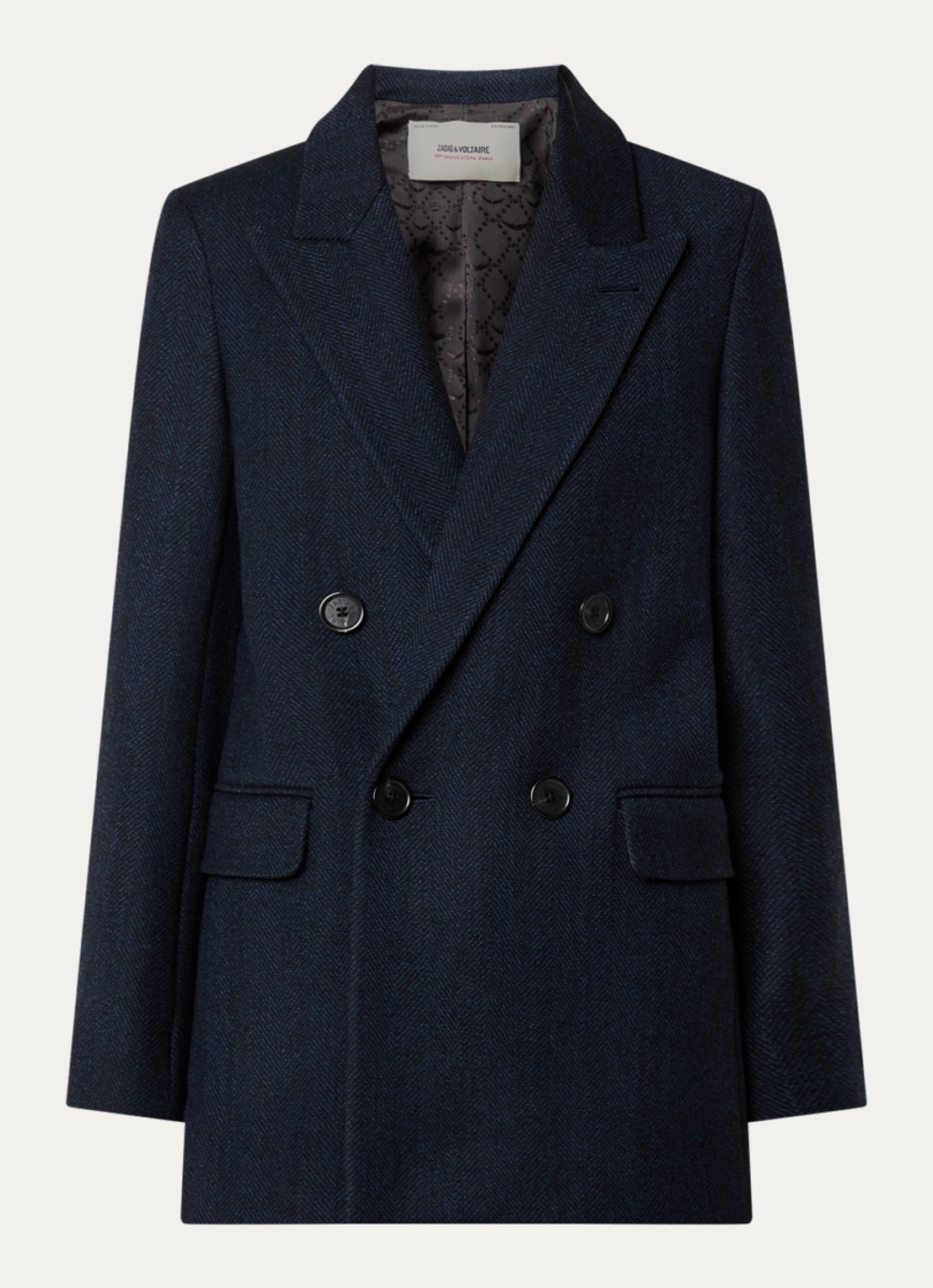 Zadig&Voltaire Miew oversized double-breasted blazer in scheerwolblend - voorkant 3 donkerblauw