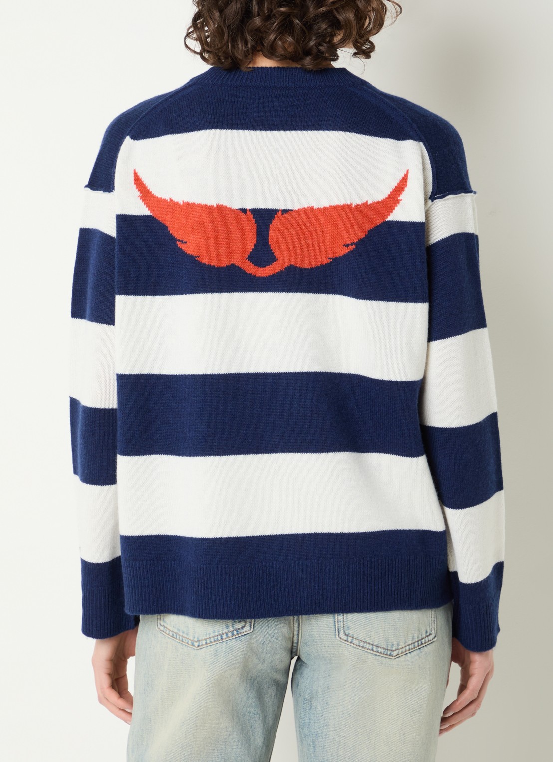 Zadig&Voltaire Mikyz fijngebreide trui in kasjmierblend met backprint - achterkant 3 donkerblauw