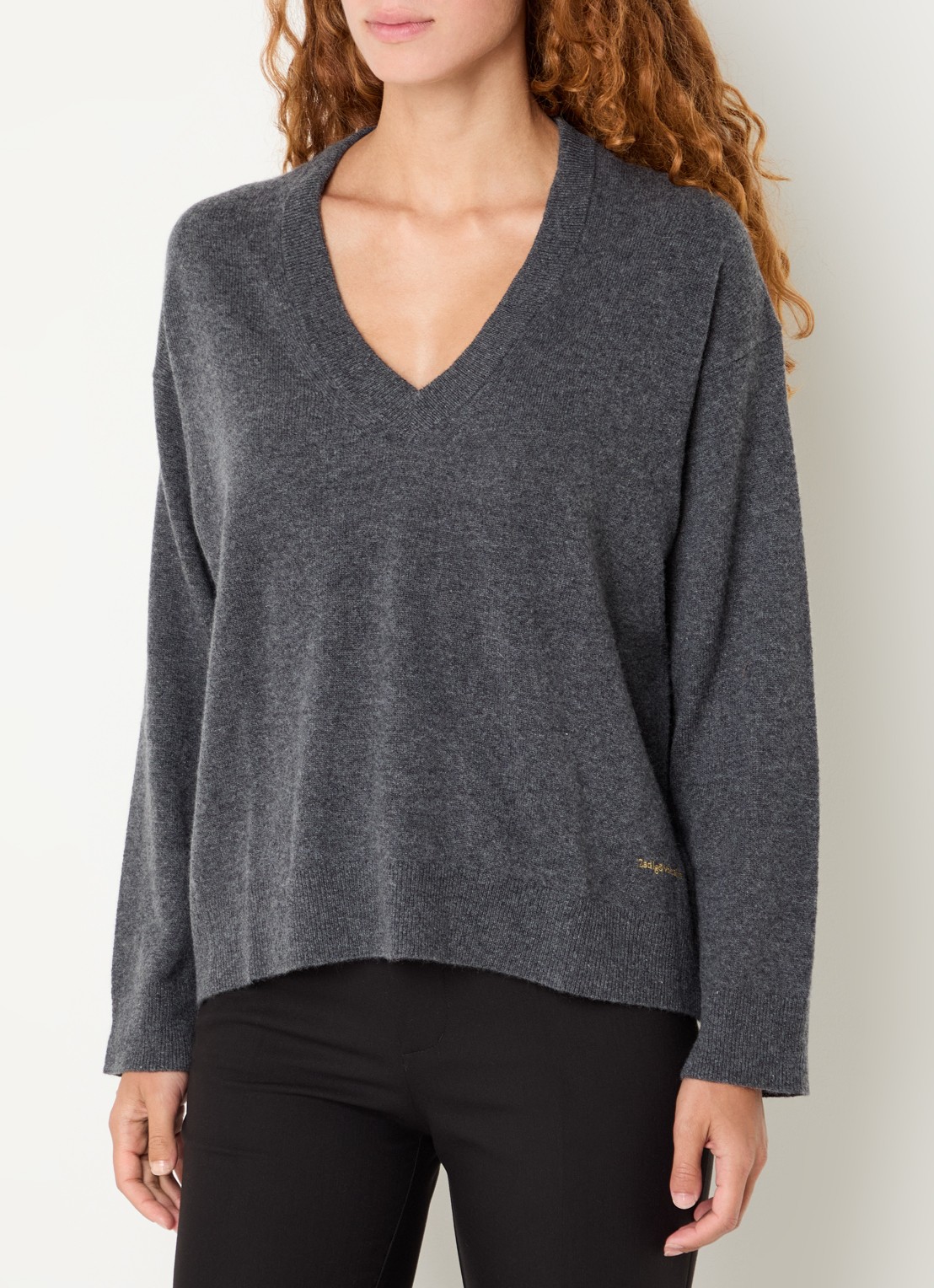 Zadig&Voltaire Mikyz fijngebreide trui van kasjmier - detail antraciet