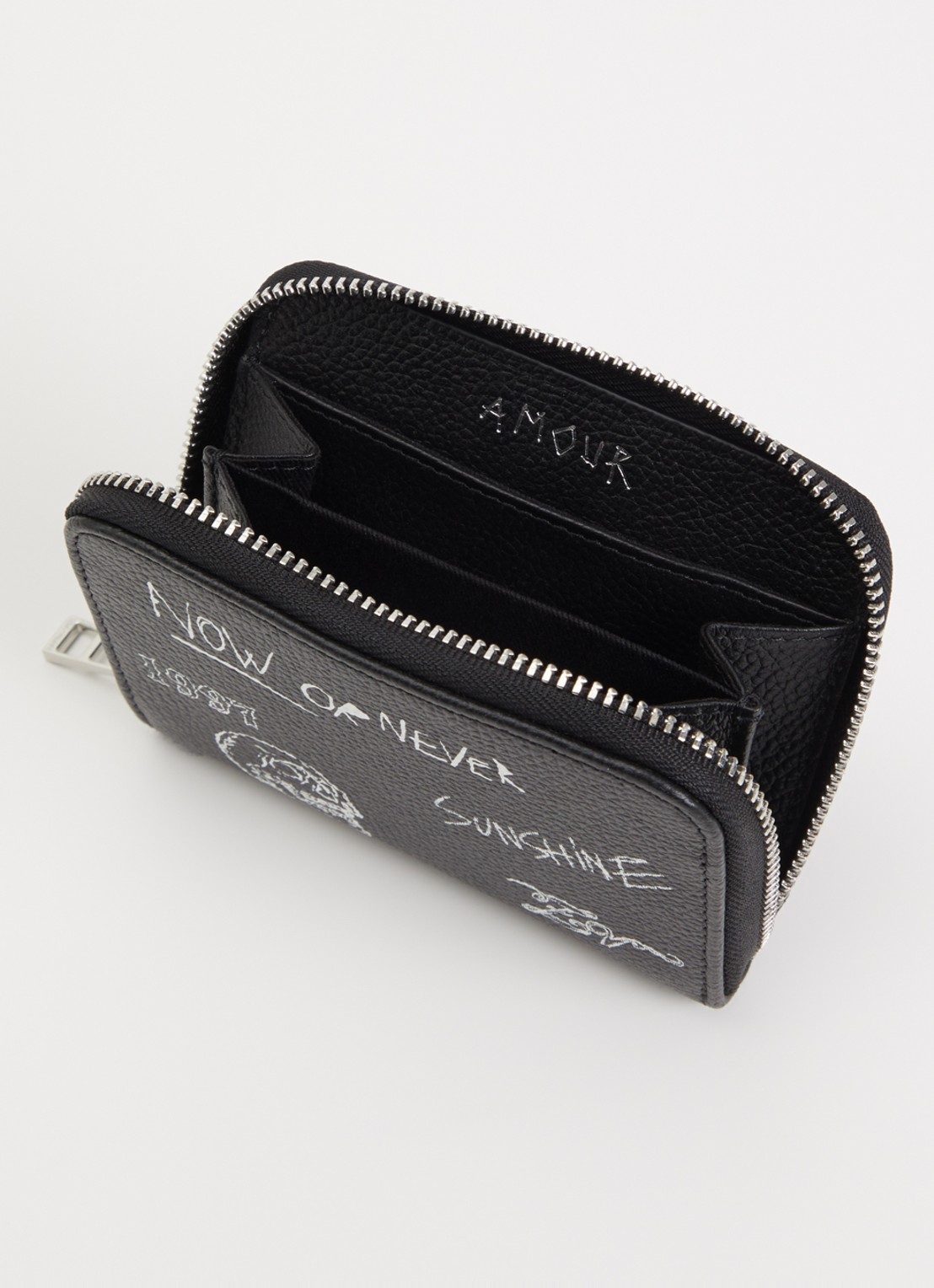 Zadig&Voltaire Mini Arty portemonnee van leer - voorkant 2 zwart
