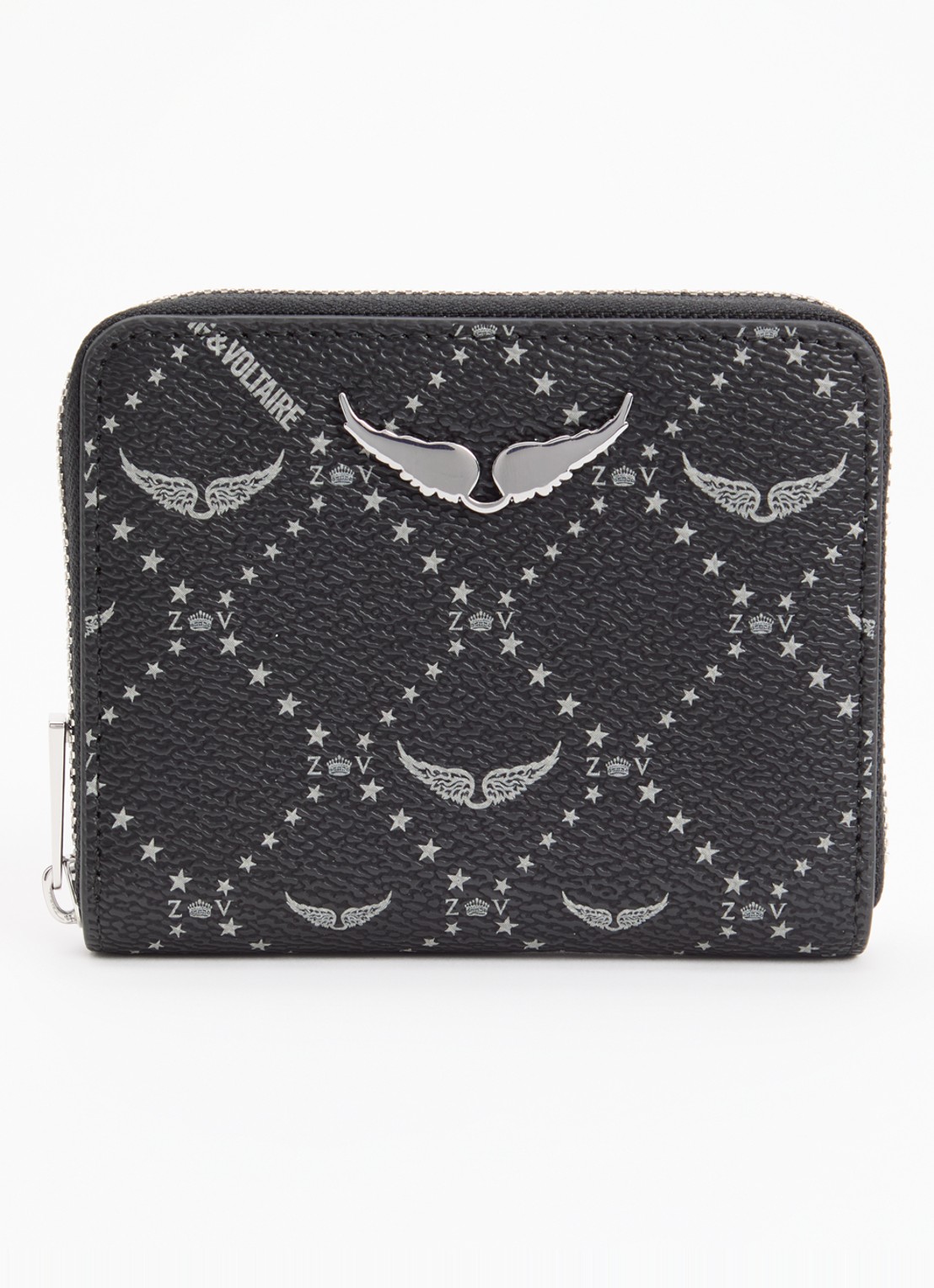 Zadig&Voltaire Mini portemonnee met logoprint - voorkant 2 zwart
