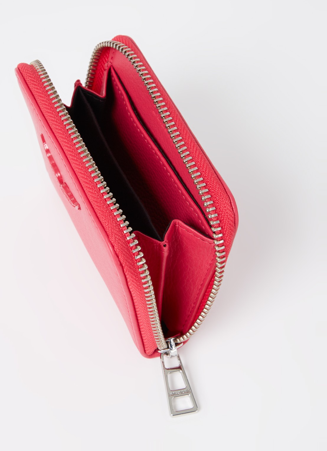 Zadig&Voltaire Mini portemonnee van leer - voorkant 2 koraalroze