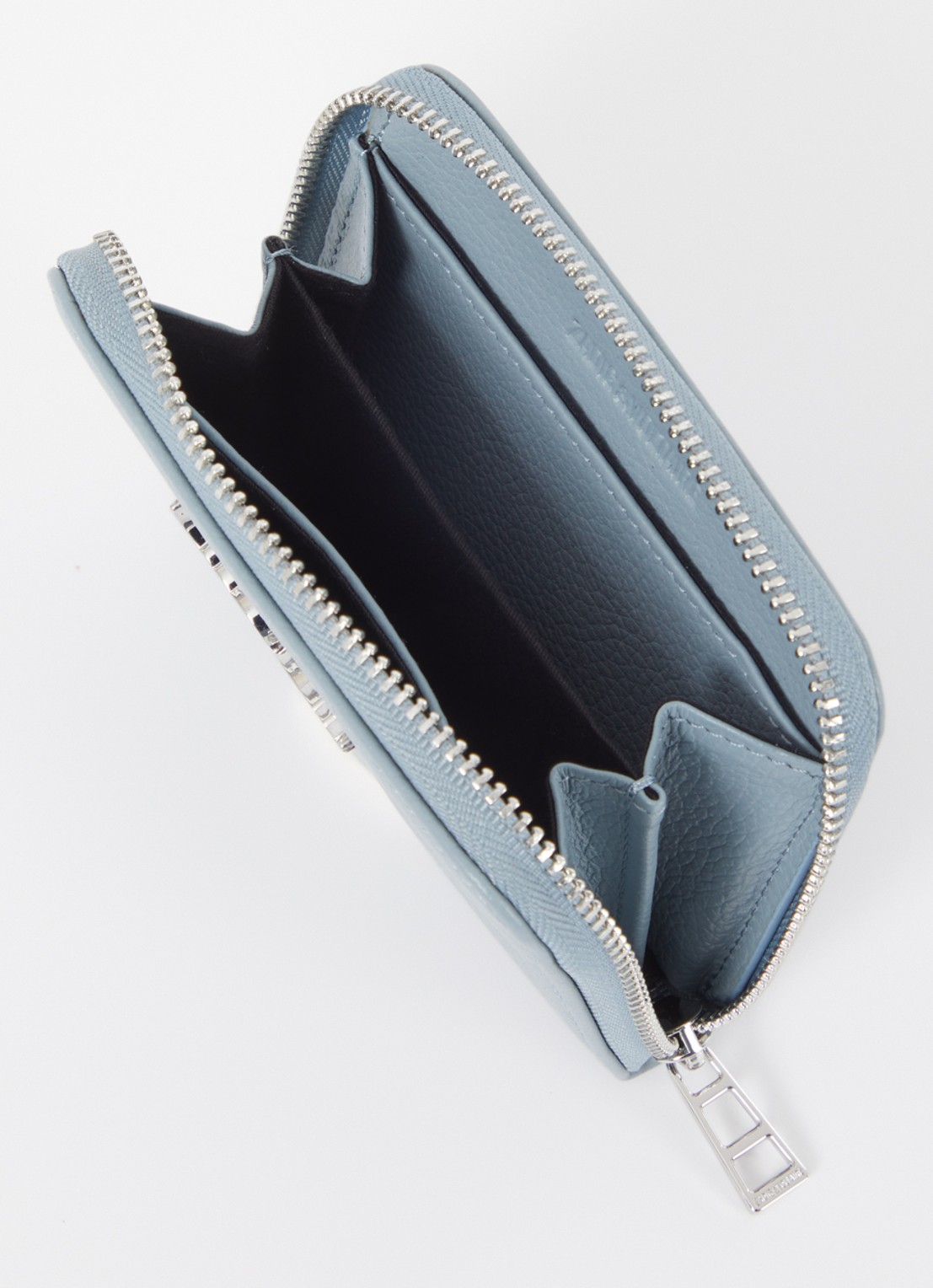 Zadig&Voltaire Mini portemonnee van leer - voorkant 2 blauwgrijs