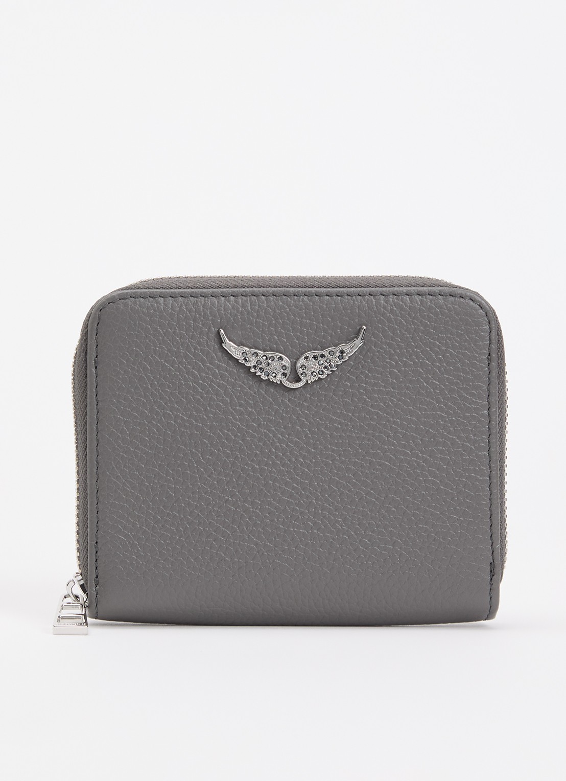 Zadig&Voltaire Mini portemonnee van leer - voorkant grijs