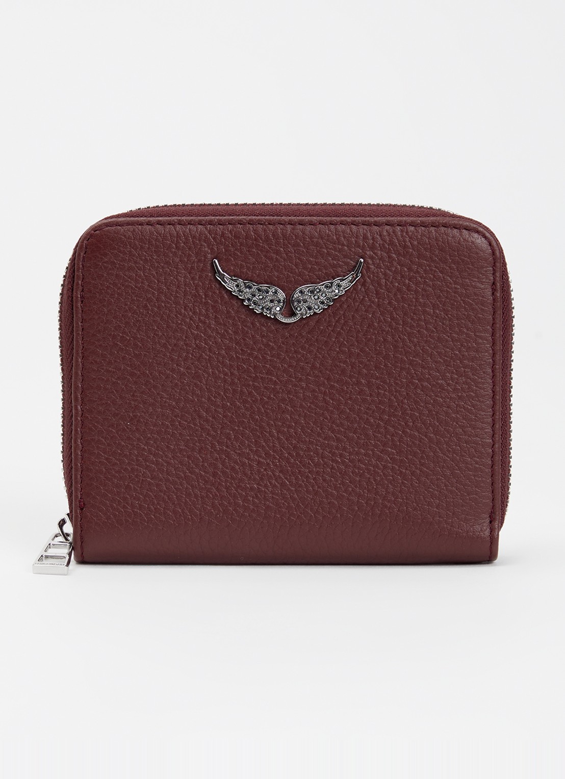 Zadig&Voltaire Mini portemonnee van leer - voorkant bordeauxrood