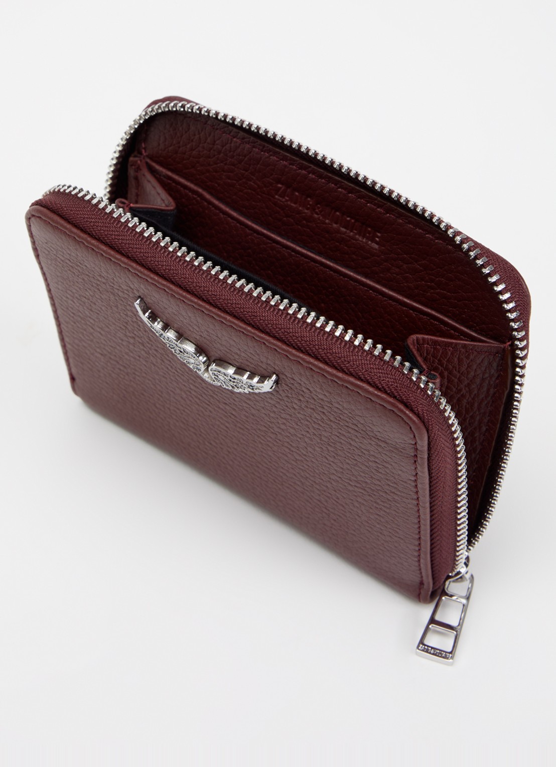 Zadig&Voltaire Mini portemonnee van leer - voorkant 2 bordeauxrood