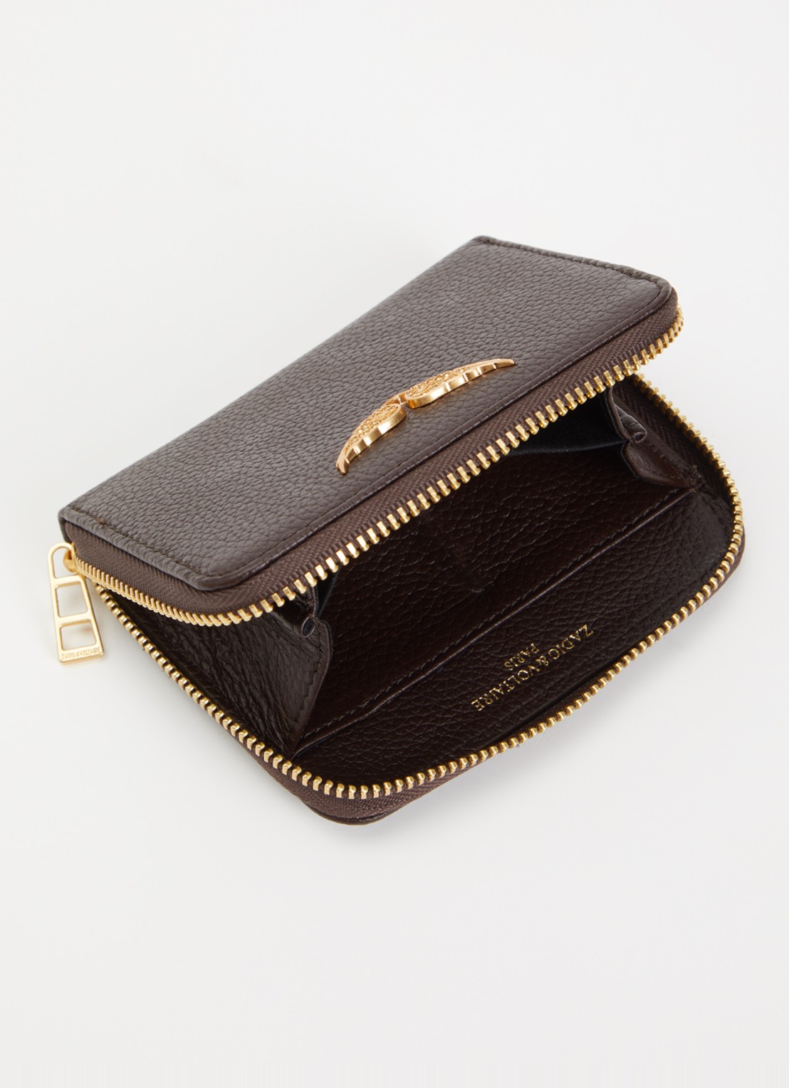 Zadig&Voltaire Mini portemonnee van leer - voorkant 2 bruin