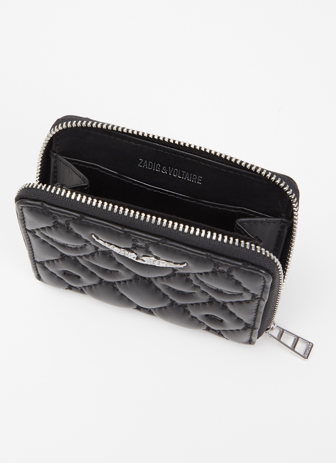 Zadig&Voltaire Mini Portemonnee van quilted lamsleer - detail zwart