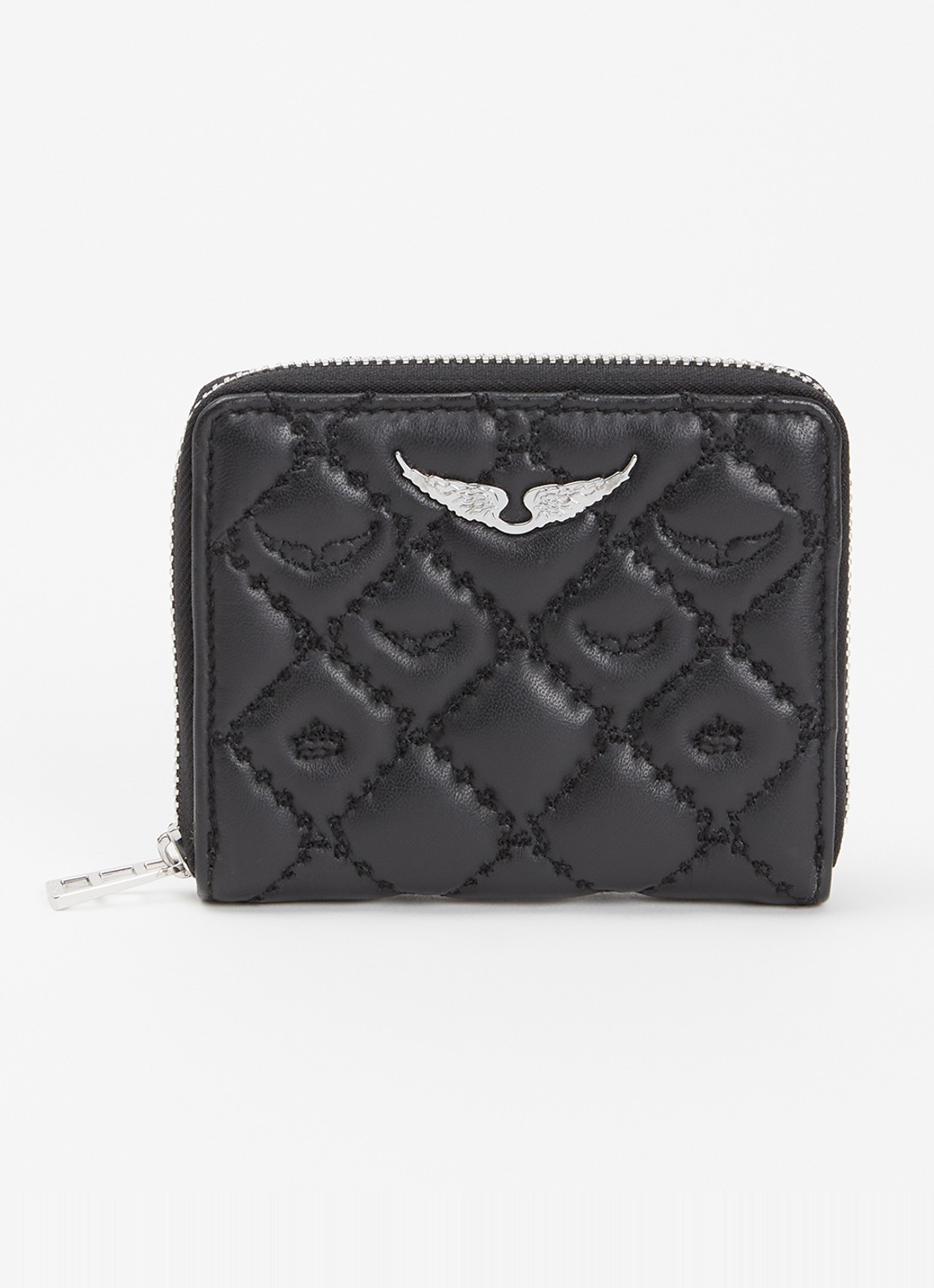 Zadig&Voltaire Mini Portemonnee van quilted lamsleer - voorkant 2 zwart