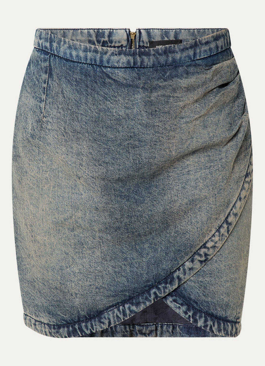 Zadig&Voltaire Mini spijkerrok met assymetrische zoom - voorkant indigo