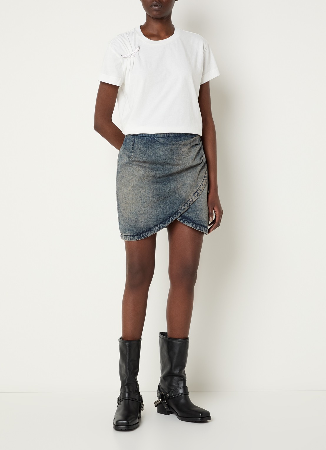 Zadig&Voltaire Mini spijkerrok met assymetrische zoom - voorkant 2 indigo