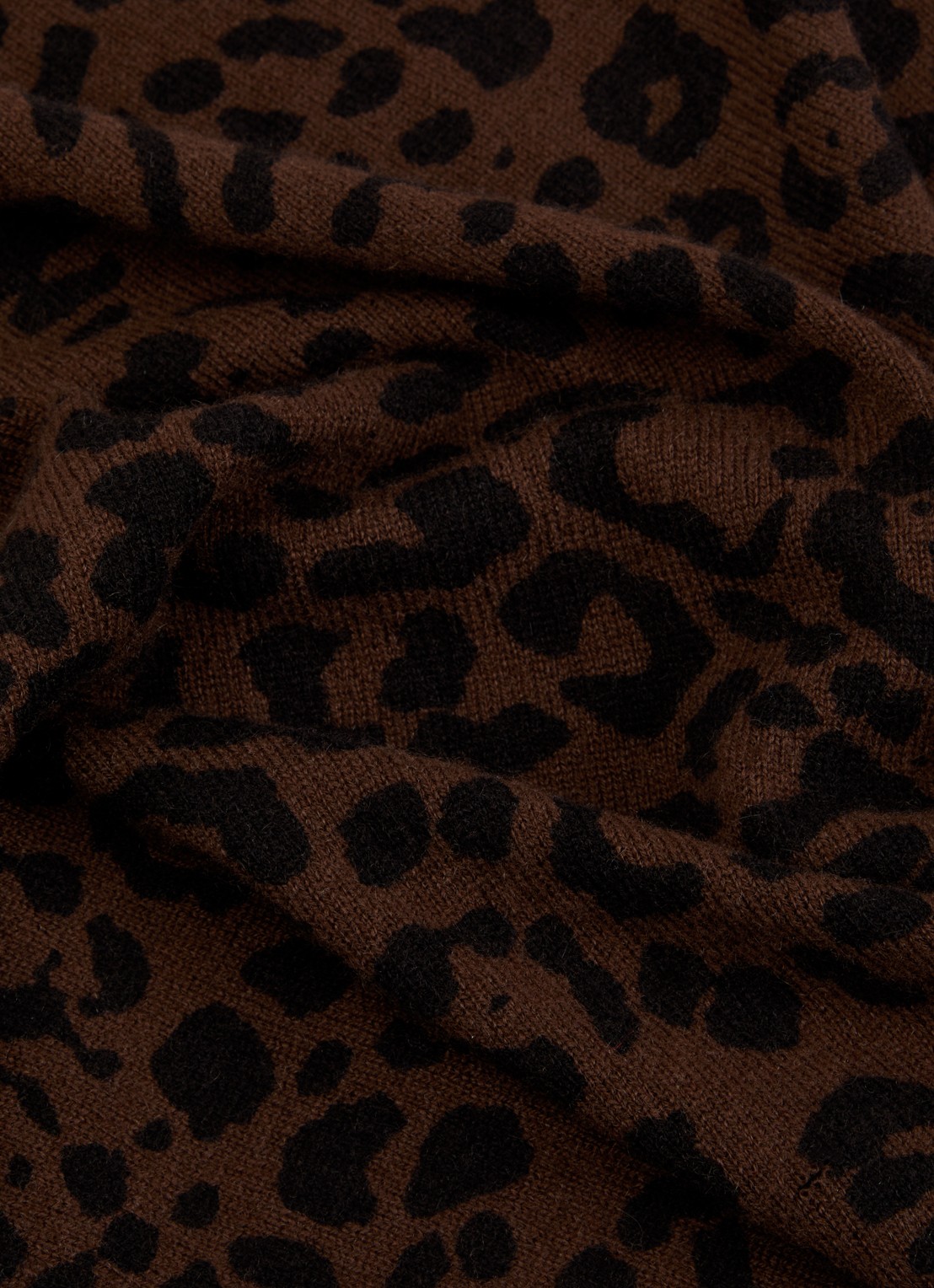 Zadig&Voltaire Mini Stevie Leo sjaal van kasjmier met panterprint en franjes 55 x 55 cm - detail 2 donkerbruin