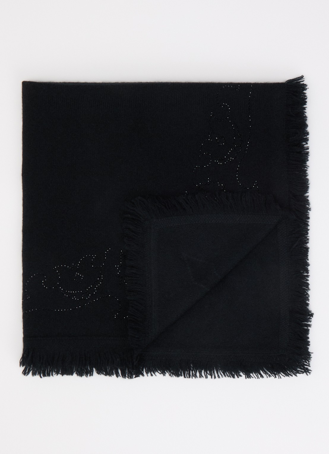 Zadig&Voltaire Mini Stevie sjaal van kasjmier met strass 90 x 90 cm - voorkant 3 zwart