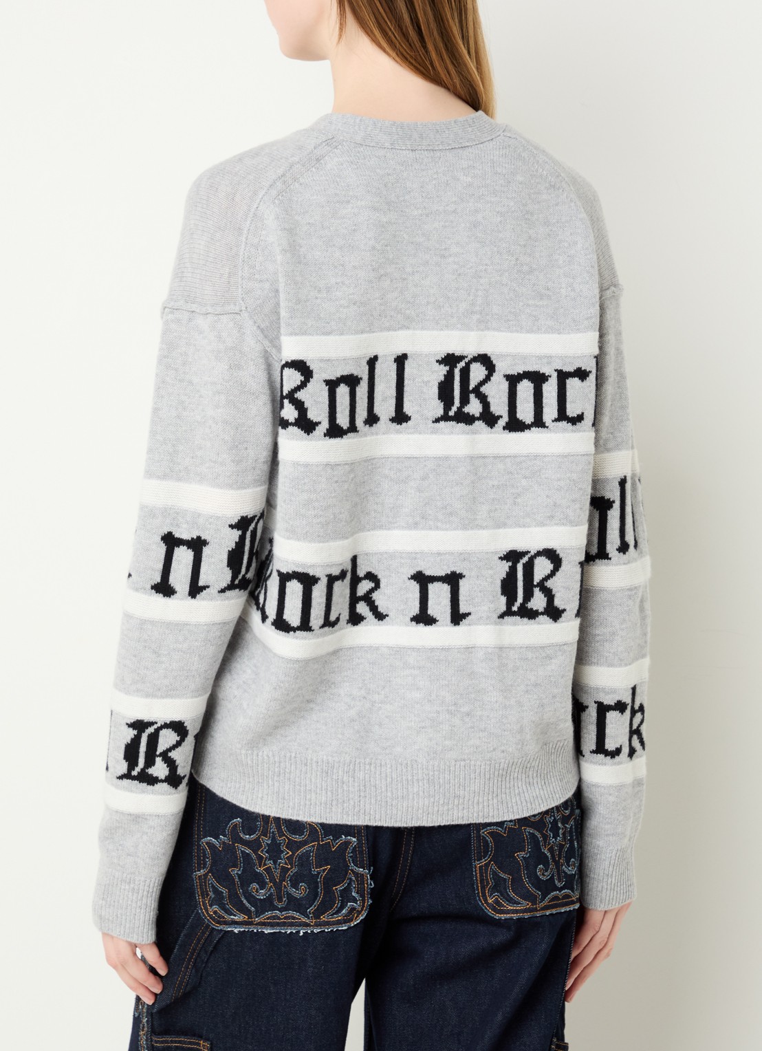 Zadig&Voltaire Mirkaz fijngebreid in kasjmierblend vest met print - achterkant 4 grijs