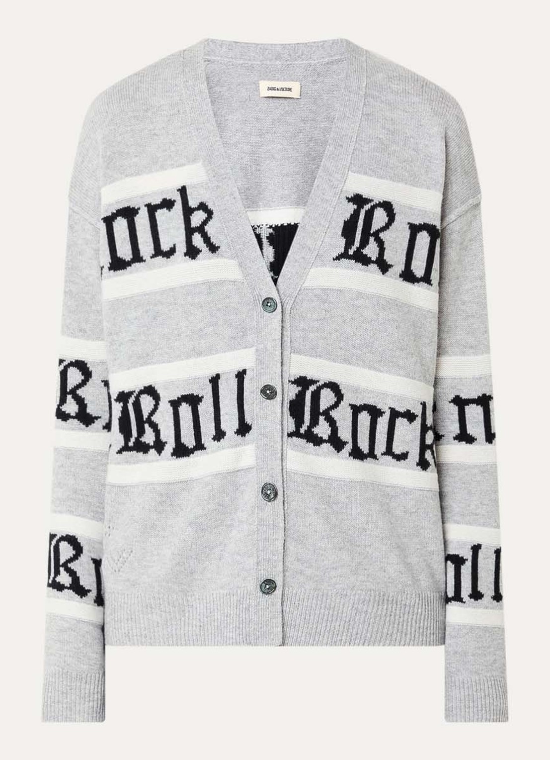 Zadig&Voltaire Mirkaz fijngebreid in kasjmierblend vest met print - voorkant grijs