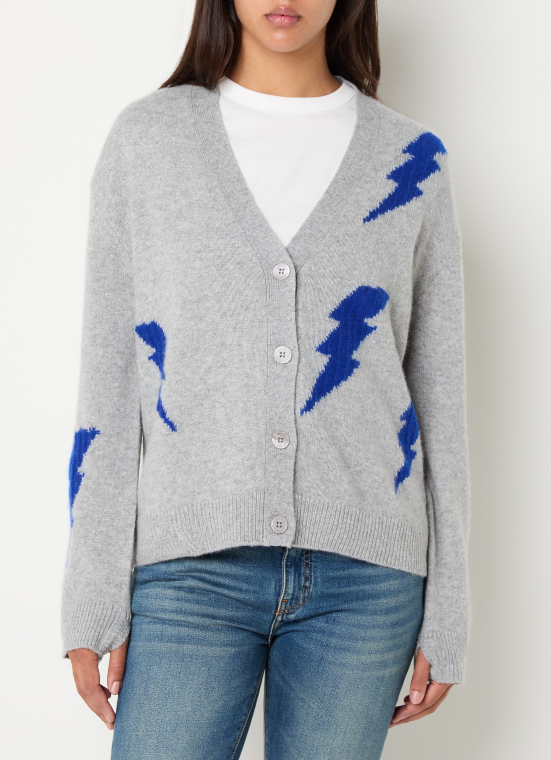 Zadig&Voltaire Mirkaz fijngebreid vest van kasjmier - detail grijsmele