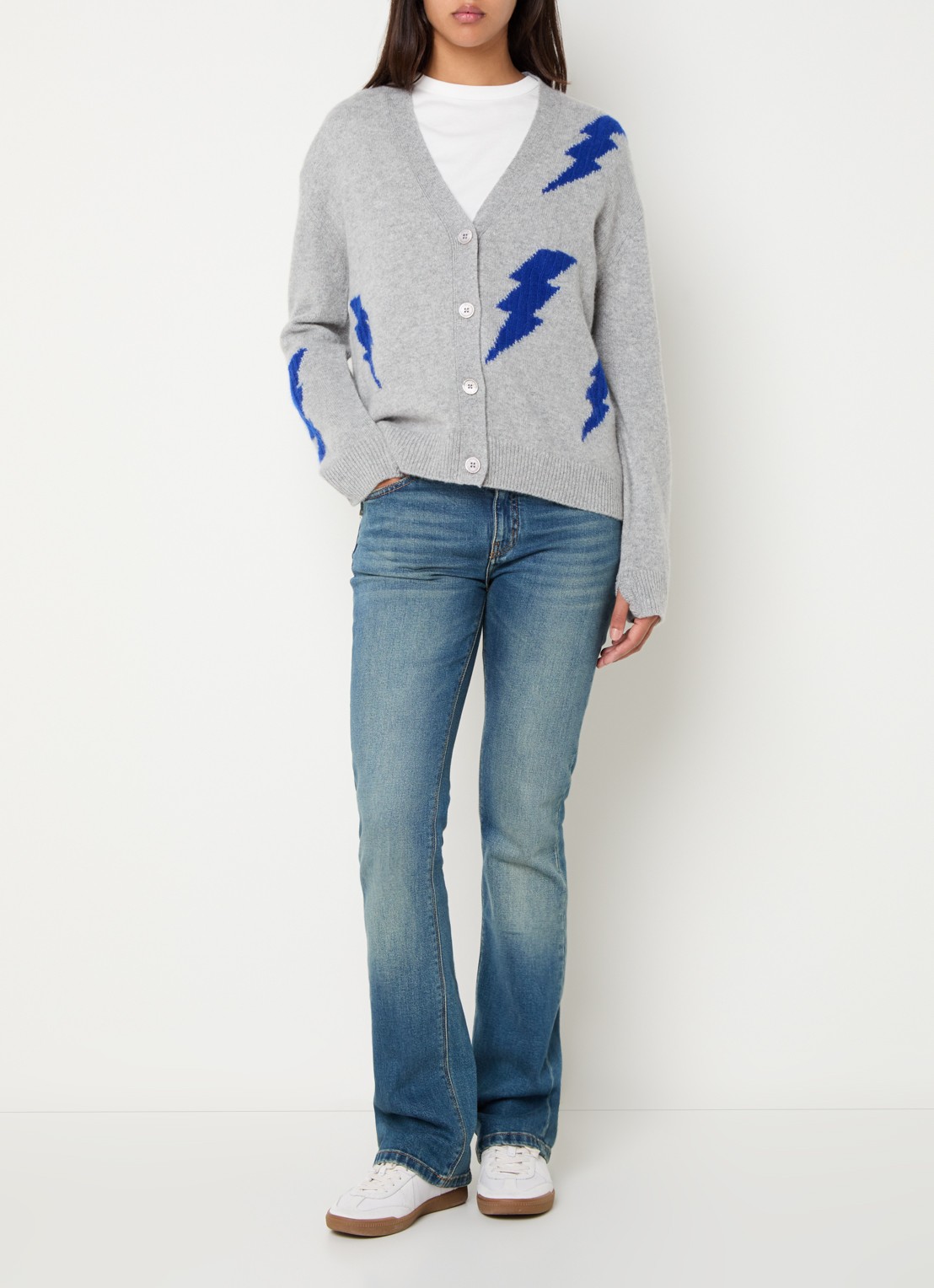 Zadig&Voltaire Mirkaz fijngebreid vest van kasjmier - voorkant 4 grijsmele