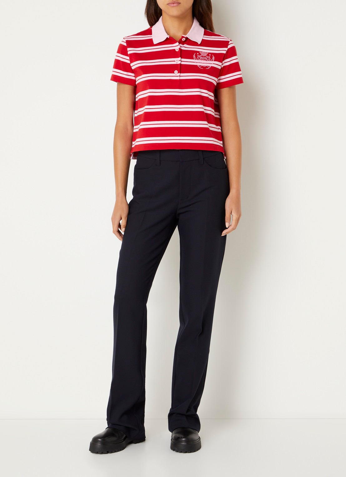 Zadig&Voltaire Mirta polo met streepprint - voorkant 3 rood