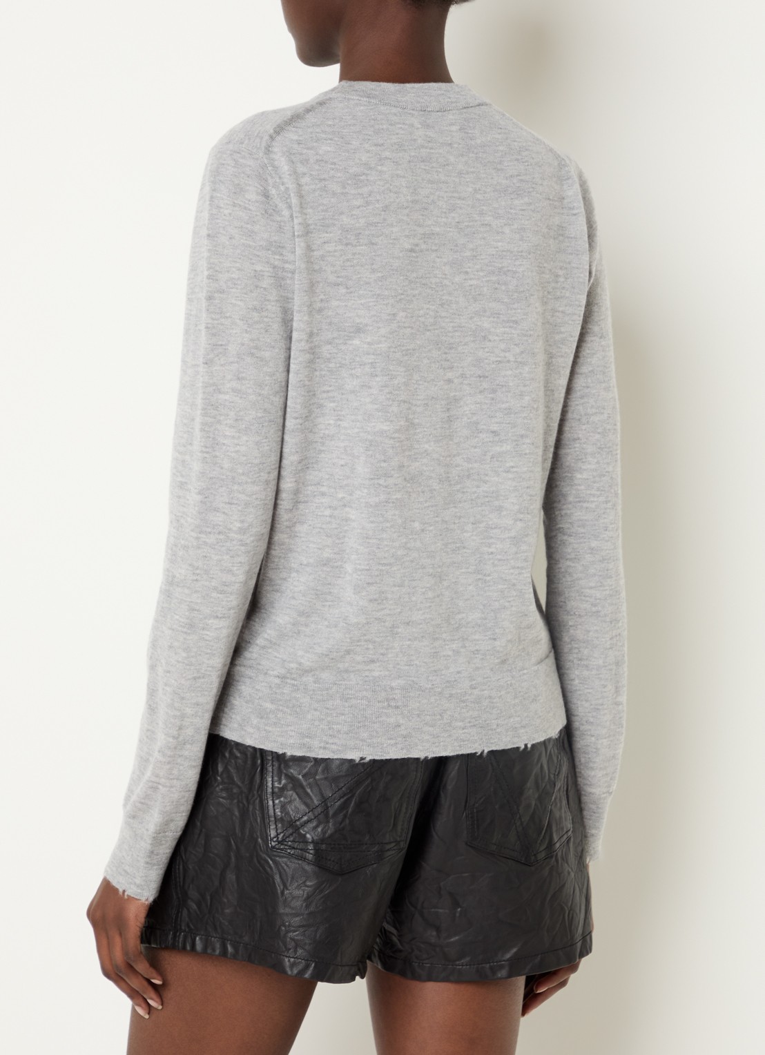 Zadig&Voltaire Miss fijngebreide pullover van kasjmier met strass - achterkant grijsmele
