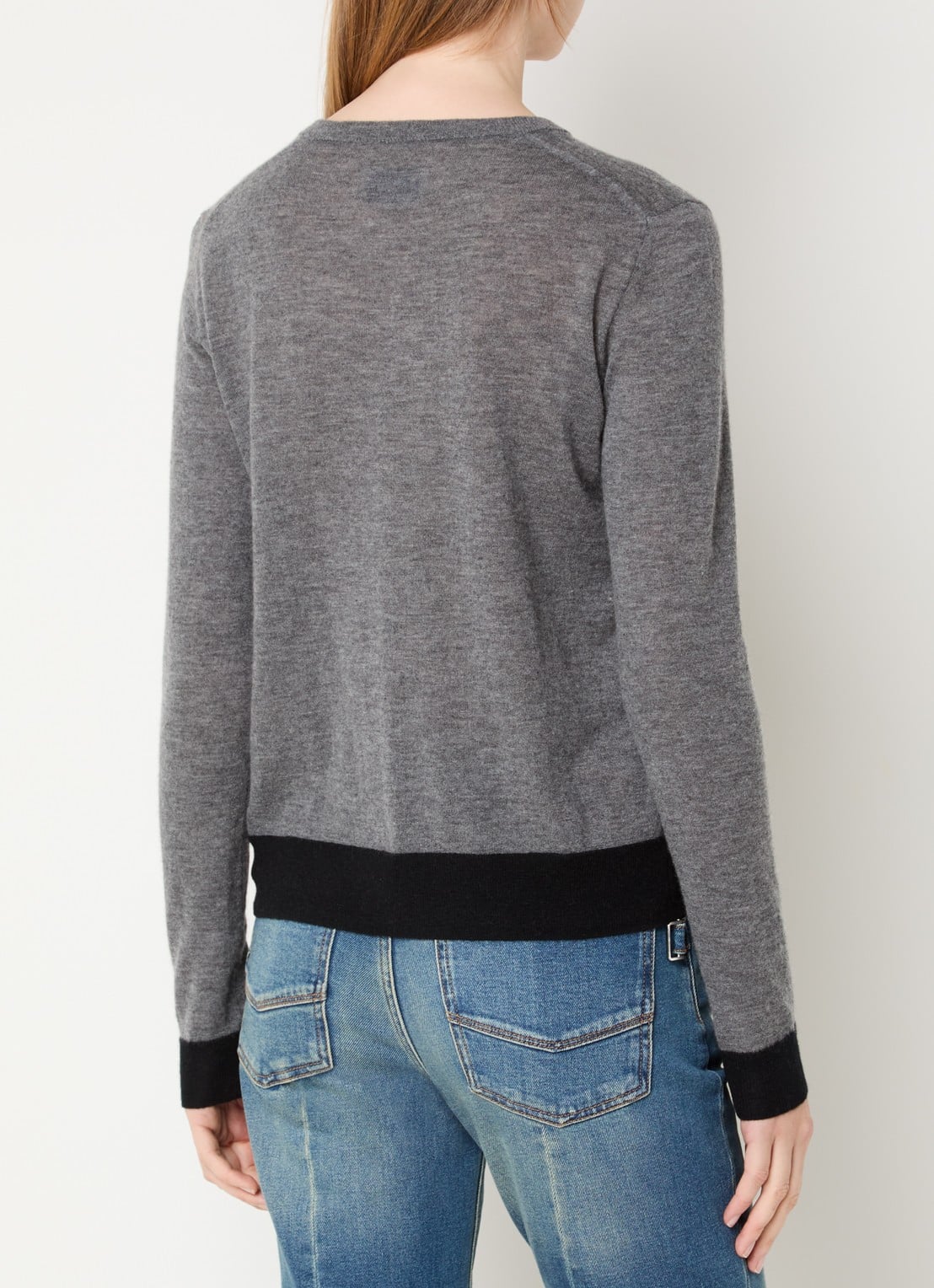 Zadig&Voltaire Missya fijngebreid vest van kasjmier met logo - achterkant grijs