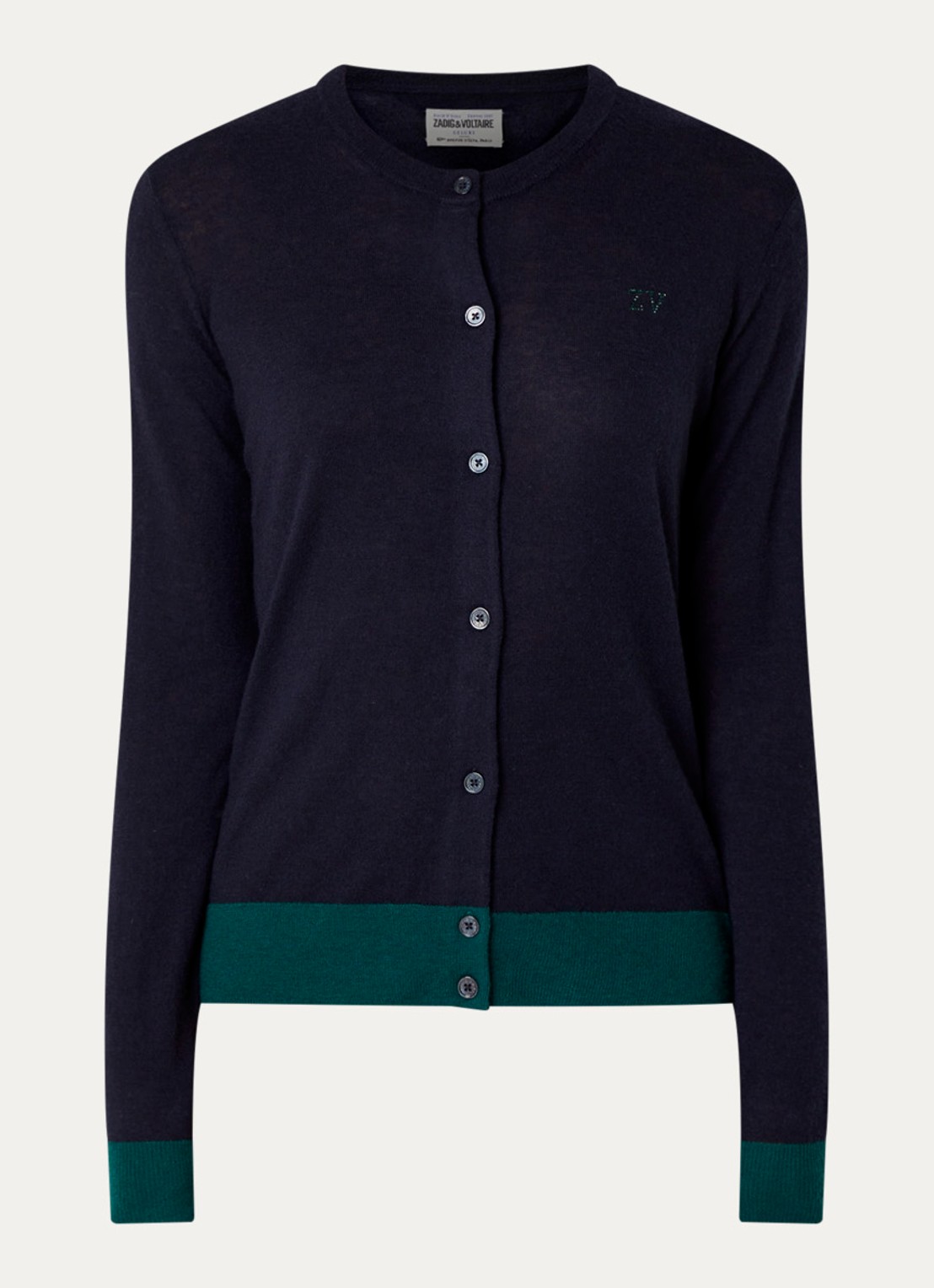 Zadig&Voltaire Missya fijngebreid vest van kasjmier met logo - voorkant 3 zalmroze