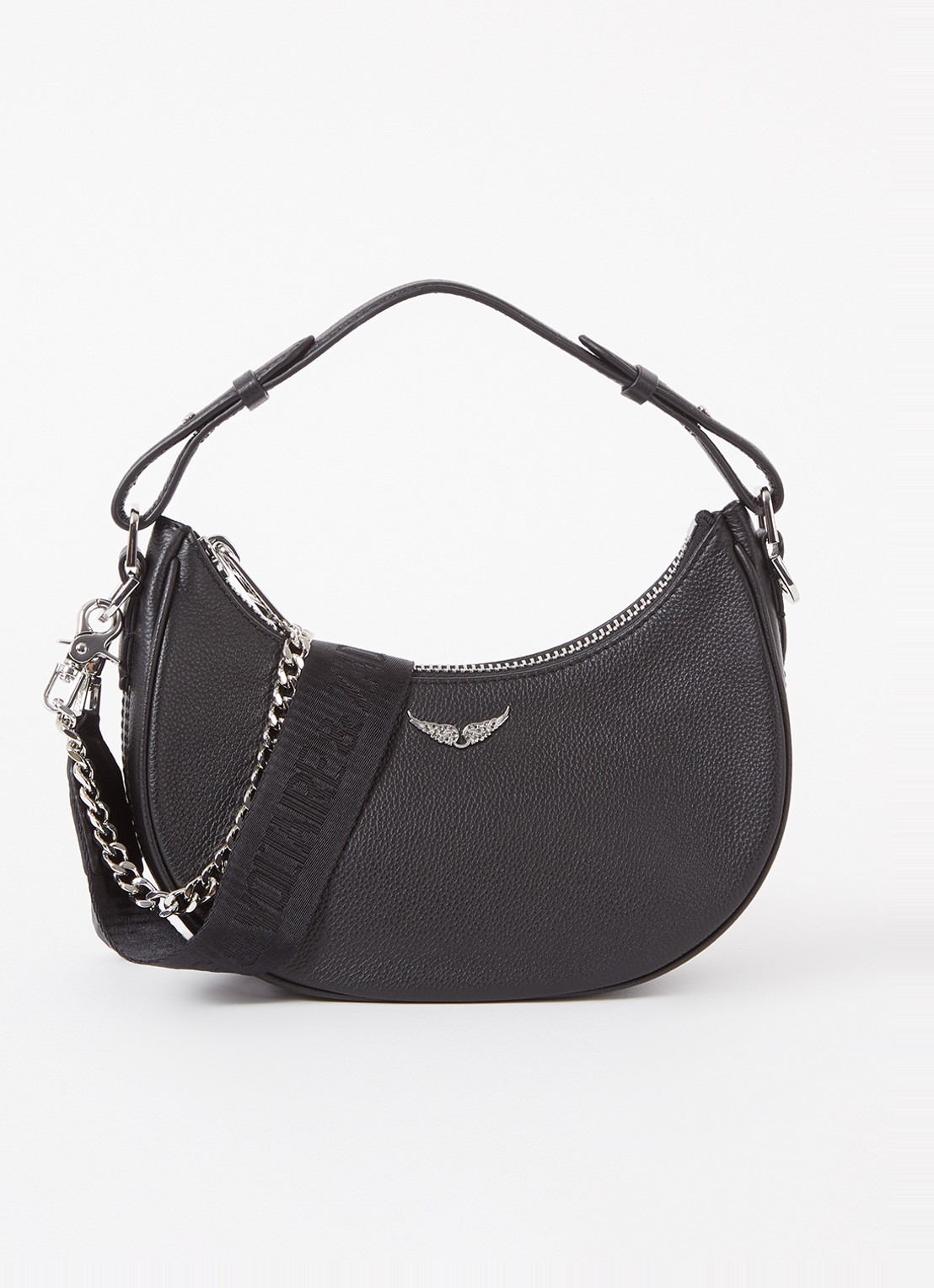 Zadig&Voltaire Moonrock schoudertas van leer - voorkant 2 zwart