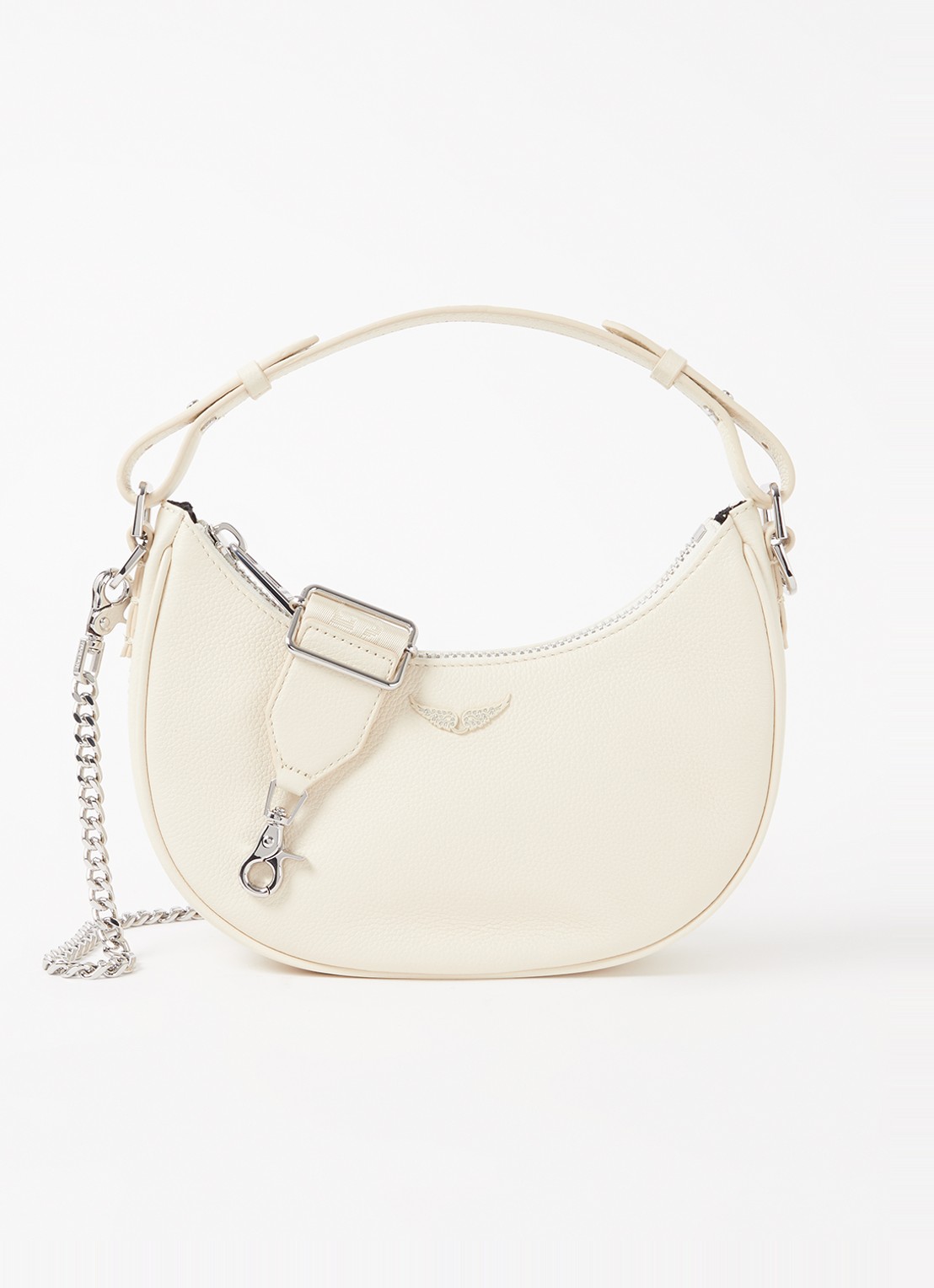 Zadig&Voltaire Moonrock schoudertas van leer - voorkant 2 ivoor
