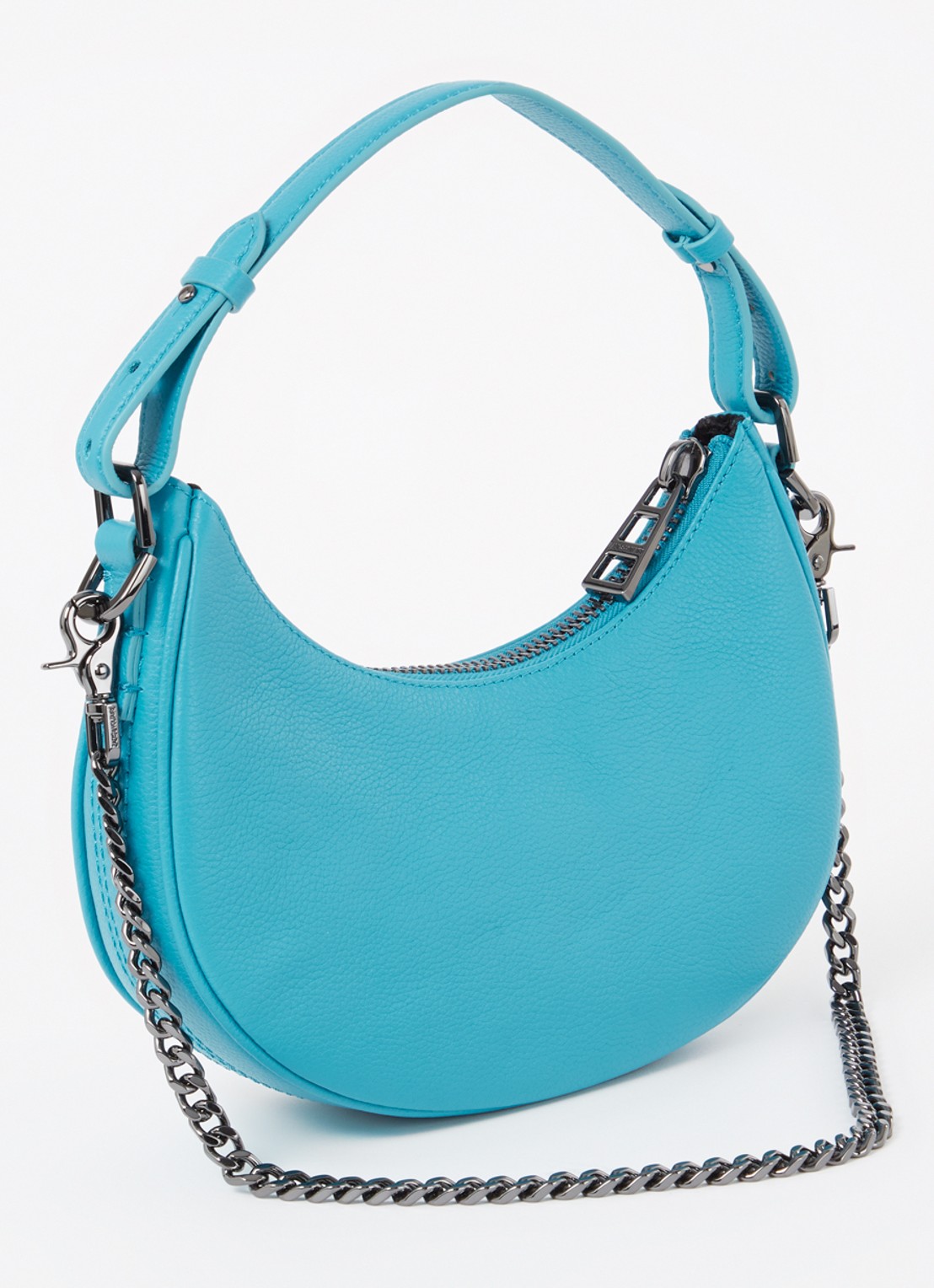Zadig&Voltaire Moonrock schoudertas van leer - achterkant 6 blauw
