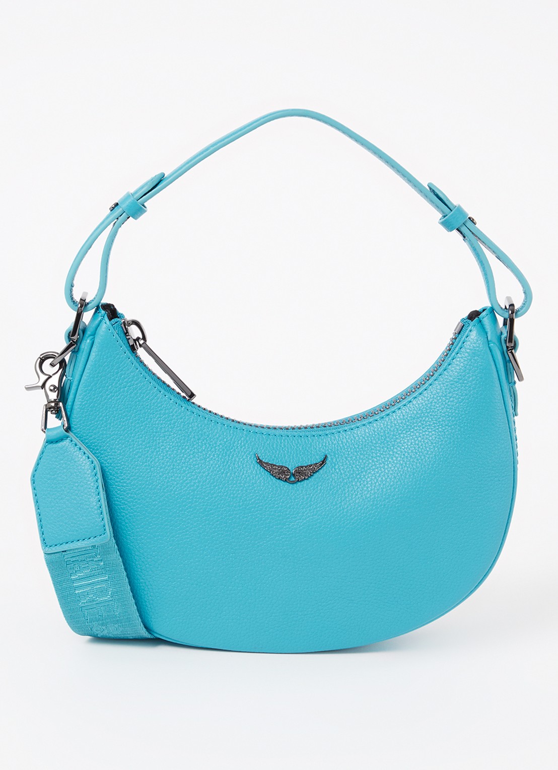 Zadig&Voltaire Moonrock schoudertas van leer - voorkant 3 blauw