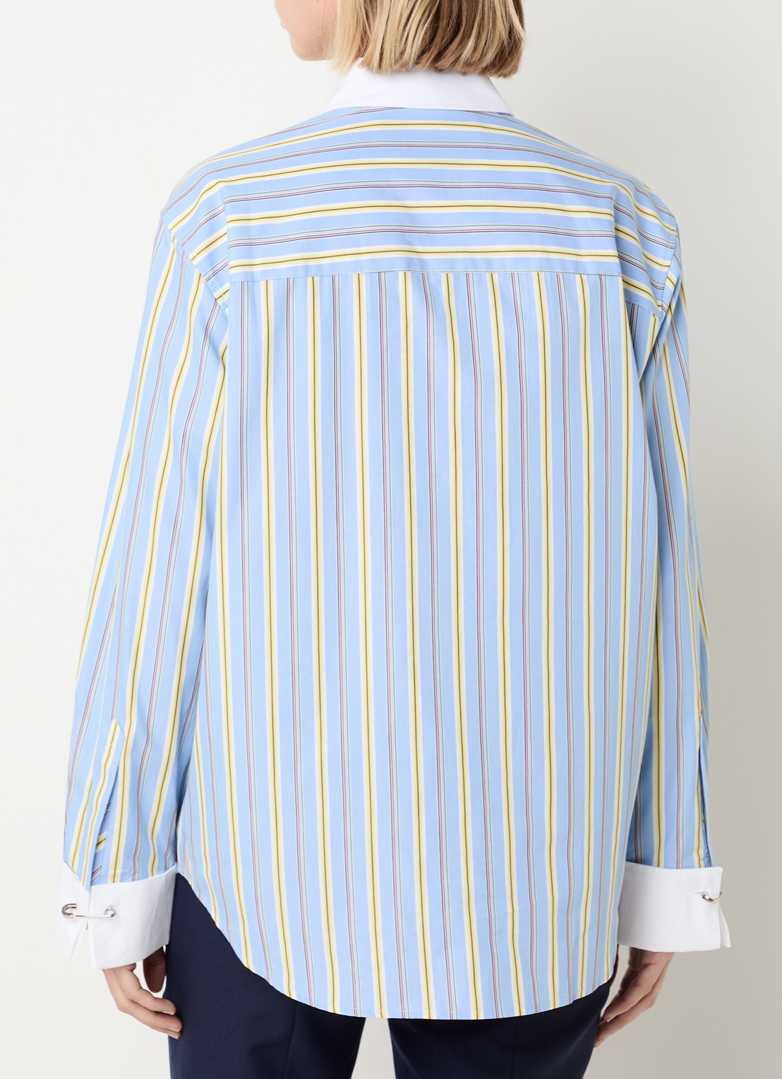 Zadig&Voltaire Morning blouse met streepprint - achterkant blauwgrijs