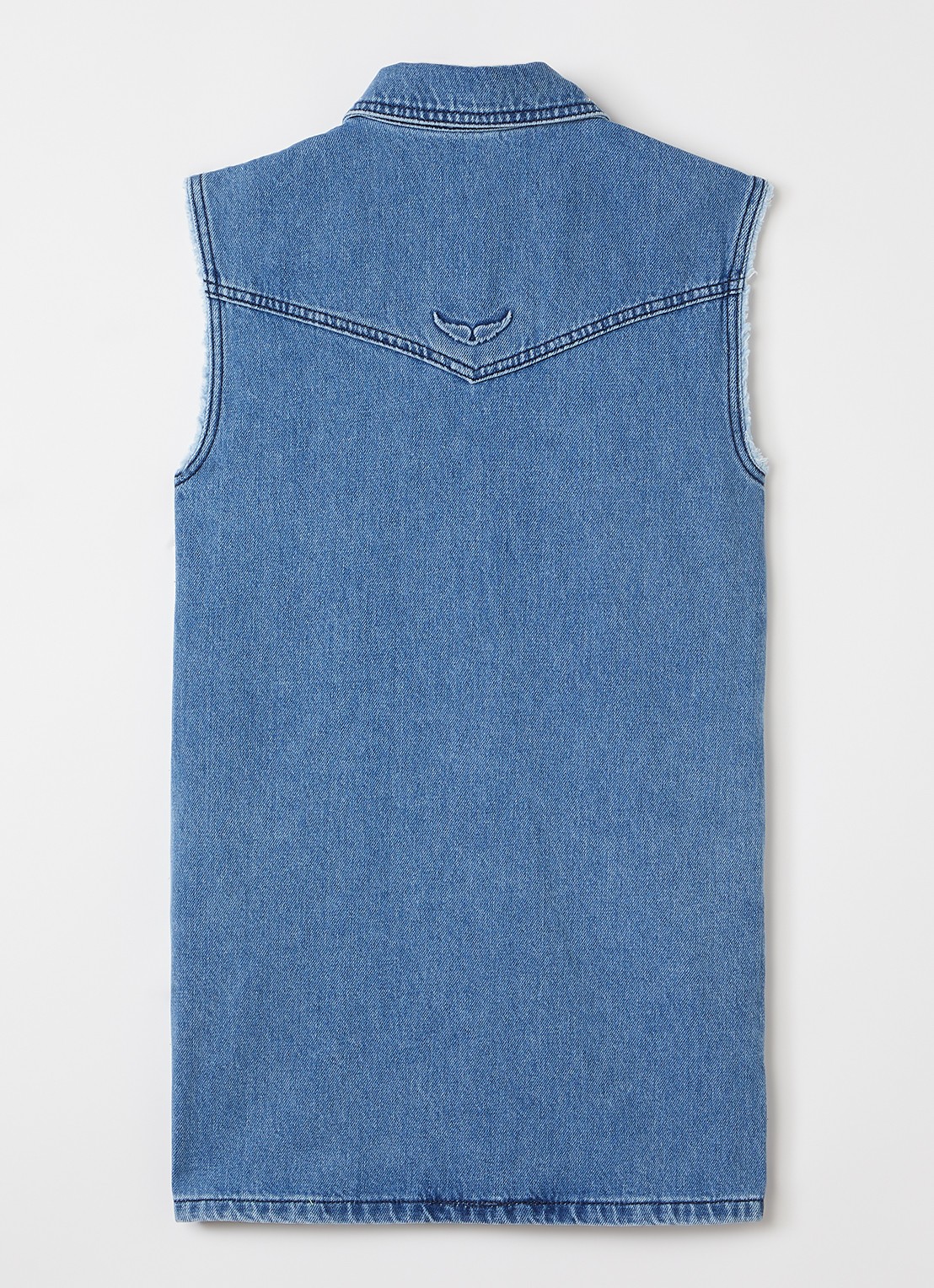Zadig&Voltaire Mouwloze denim blousejurk met strass - voorkant 2 indigo