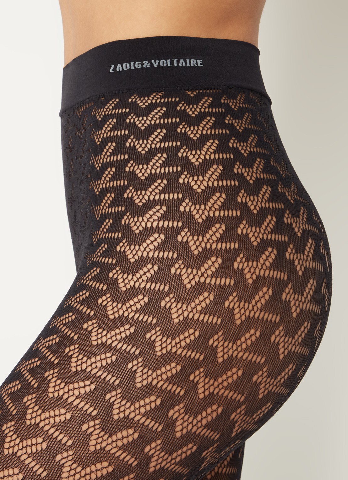 Zadig&Voltaire Naadloze netpanty met logoprint - detail 5 zwart