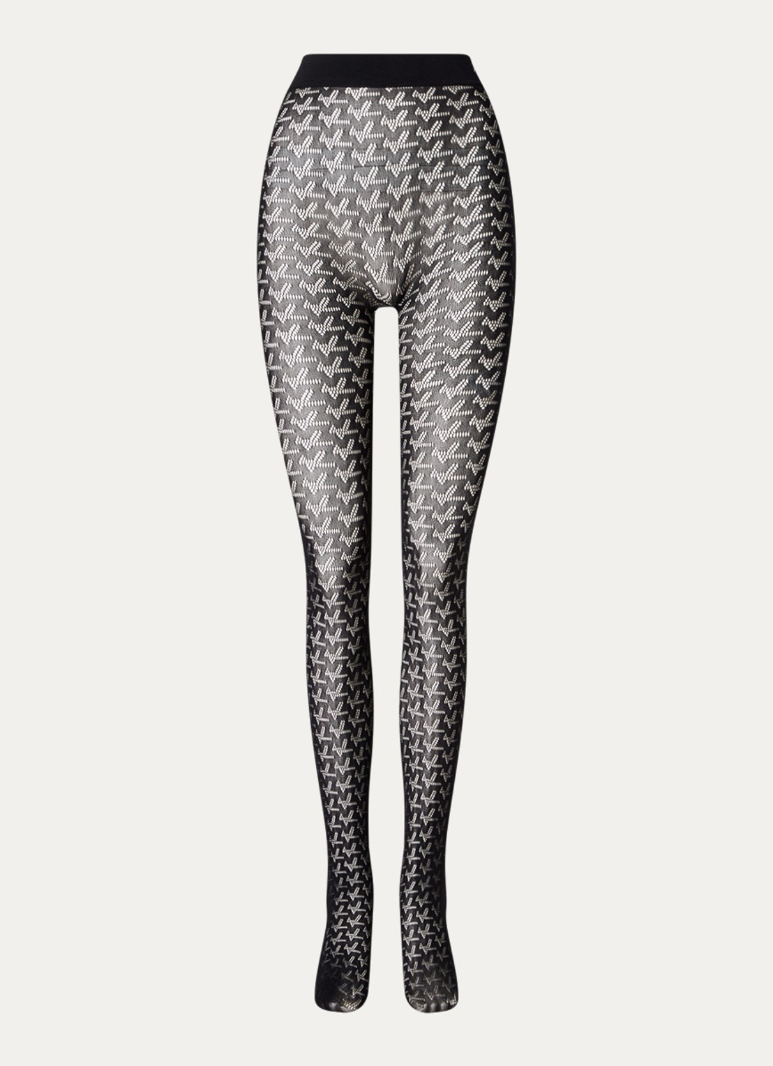Zadig&Voltaire Naadloze netpanty met logoprint - voorkant zwart