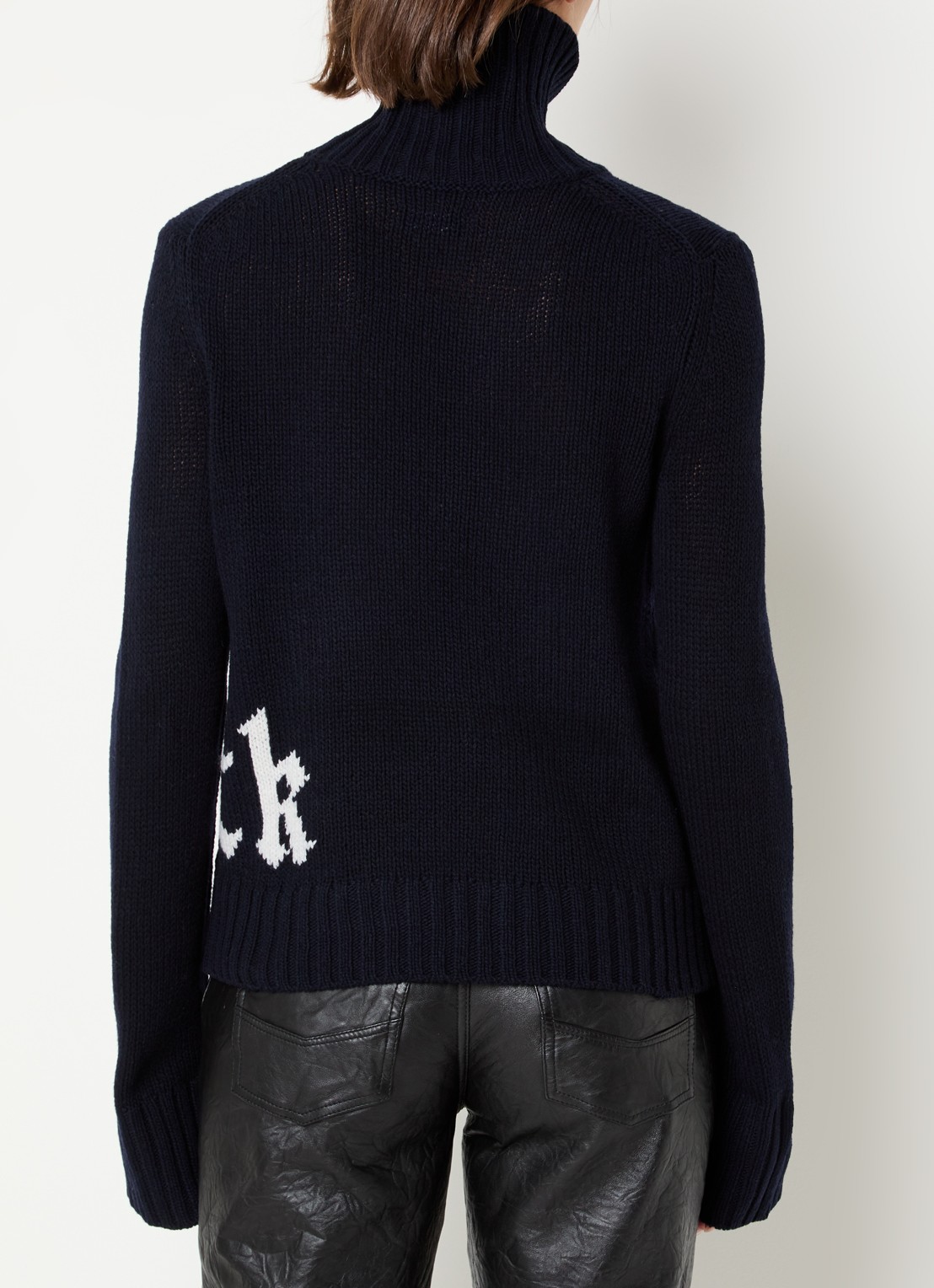 Zadig&Voltaire Nalma fijngebreide trui van wol met col - achterkant 2 donkerblauw