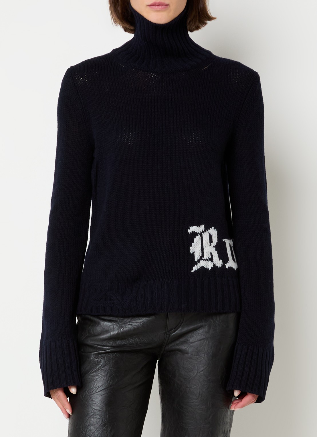 Zadig&Voltaire Nalma fijngebreide trui van wol met col - detail donkerblauw