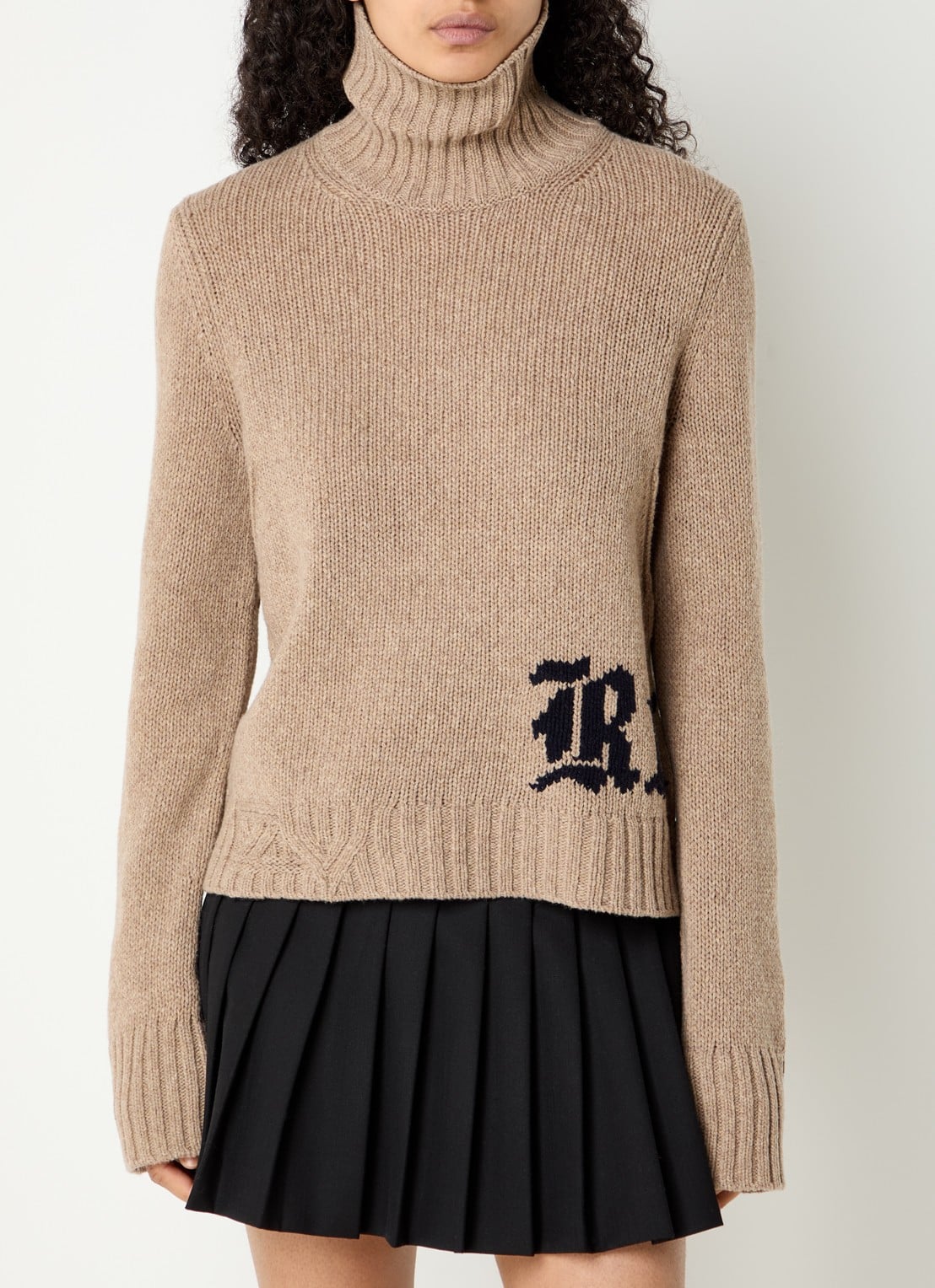 Zadig&Voltaire Nalma grofgebreide trui van wol - detail 4 donkerbeige